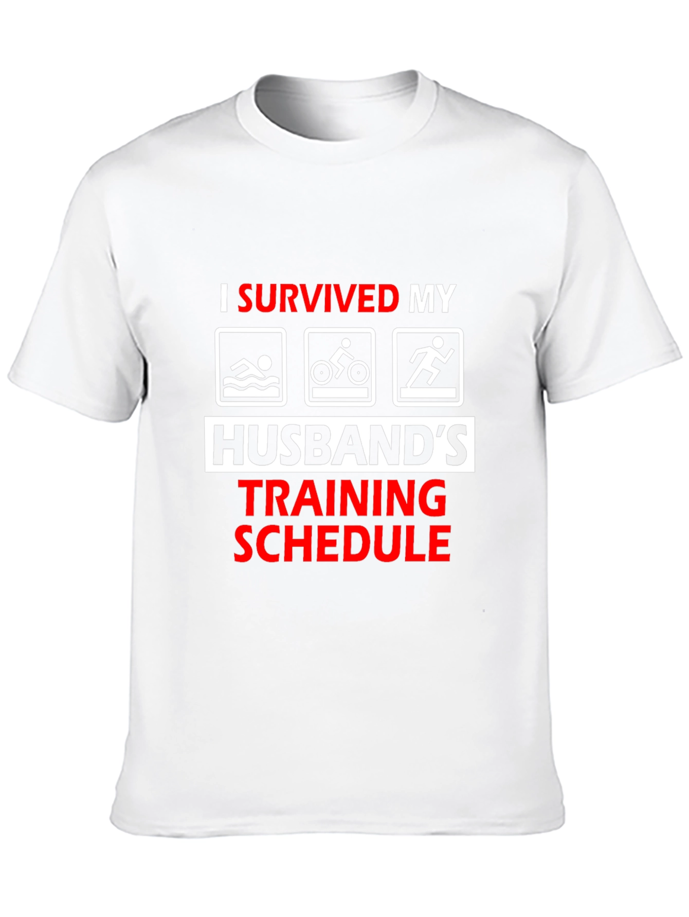 Humorous I Survived Husbands Triathlon Training T-Shirt