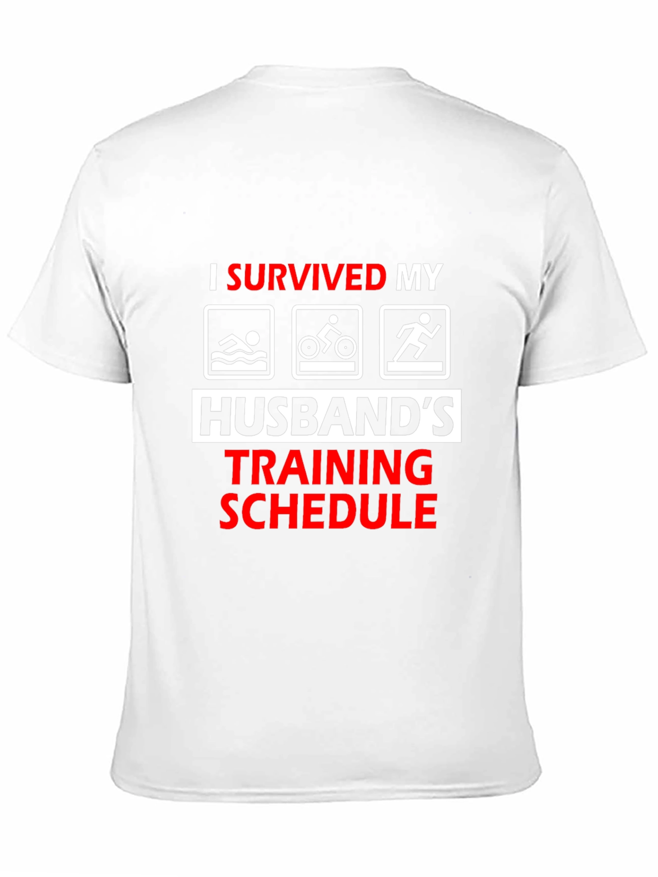 Humorous I Survived Husbands Triathlon Training T-Shirt