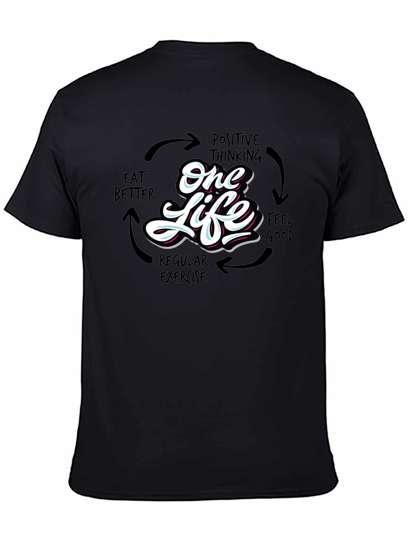 One Life Graphic Print Black T-Shirt