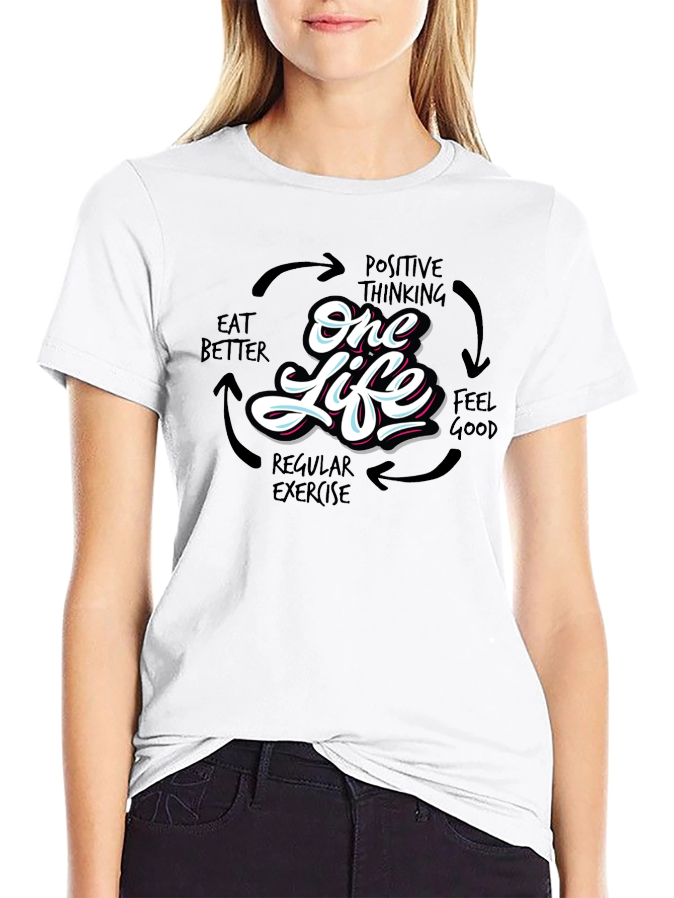One Life Graphic Print Black T-Shirt