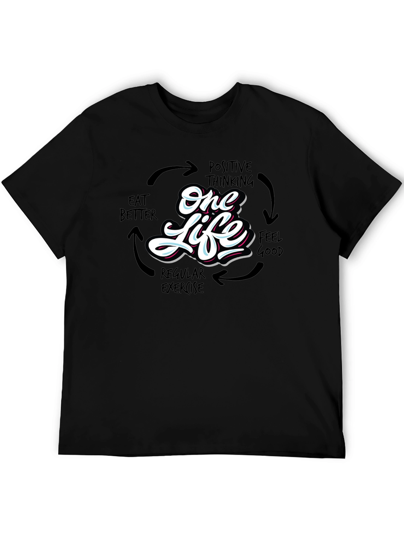 One Life Graphic Print Black T-Shirt