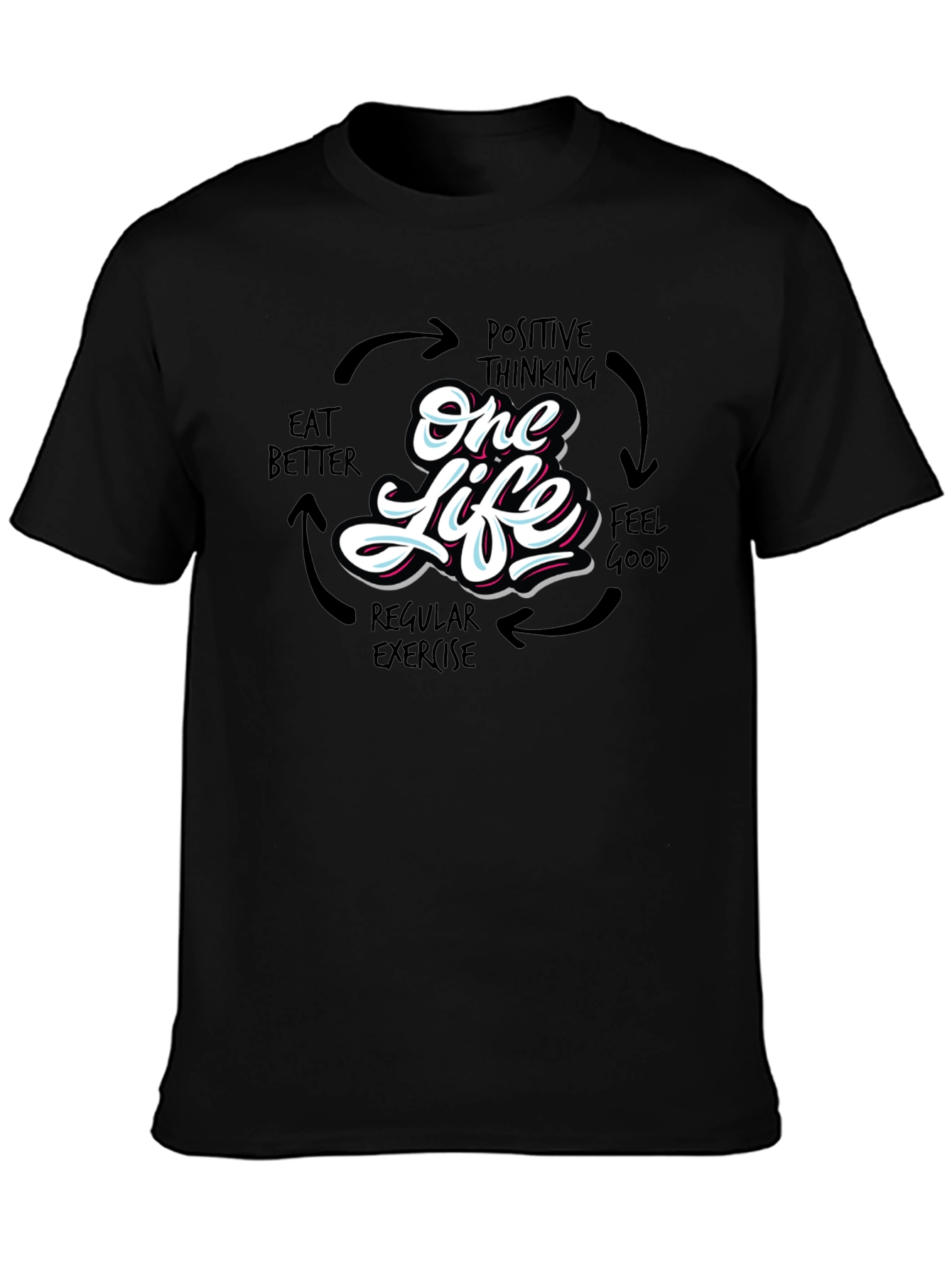 One Life Graphic Print Black T-Shirt