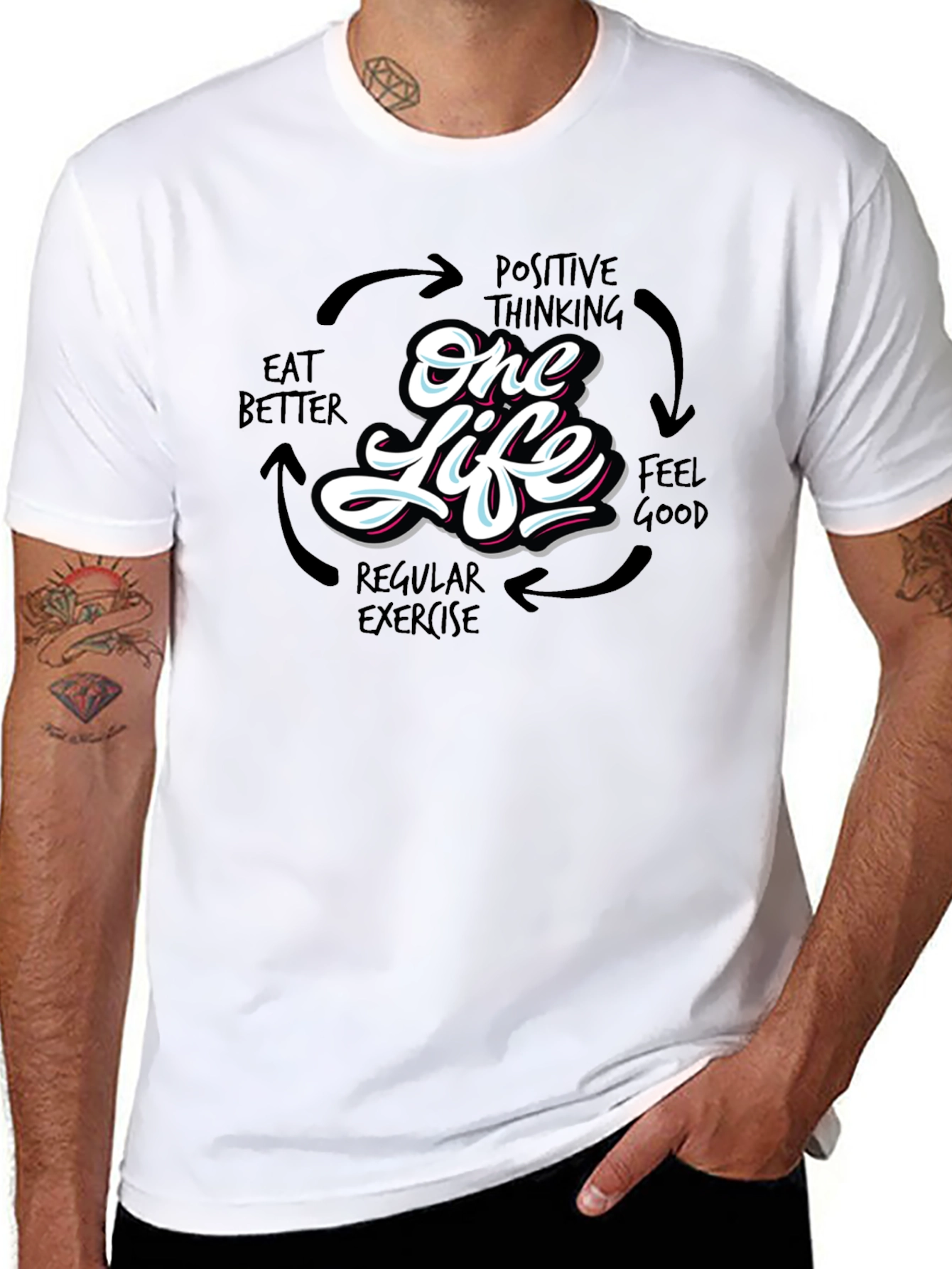 One Life Graphic Print Black T-Shirt