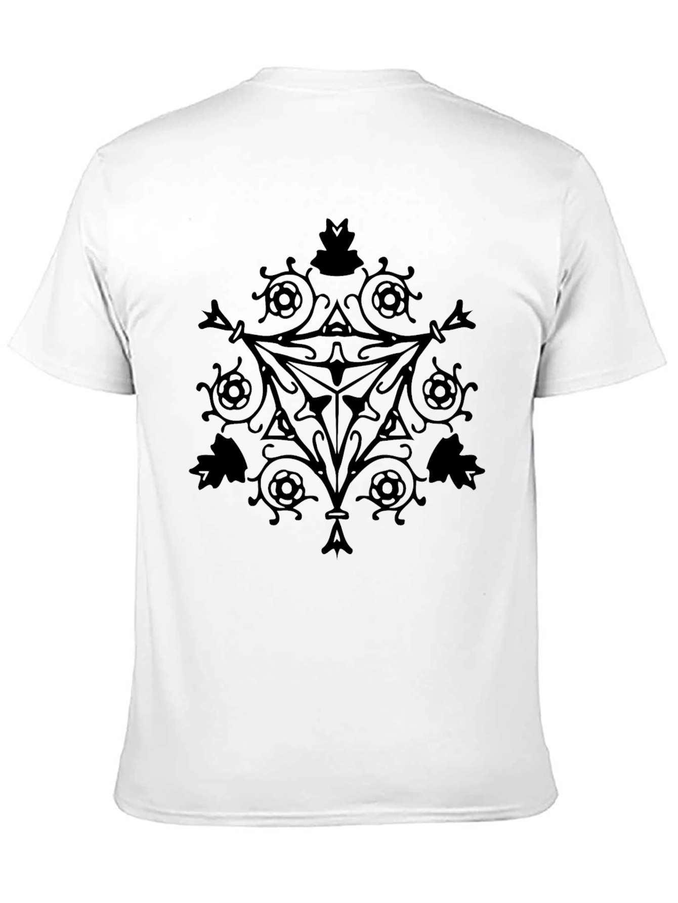 Black Geometric Print Crew Neck T-Shirt
