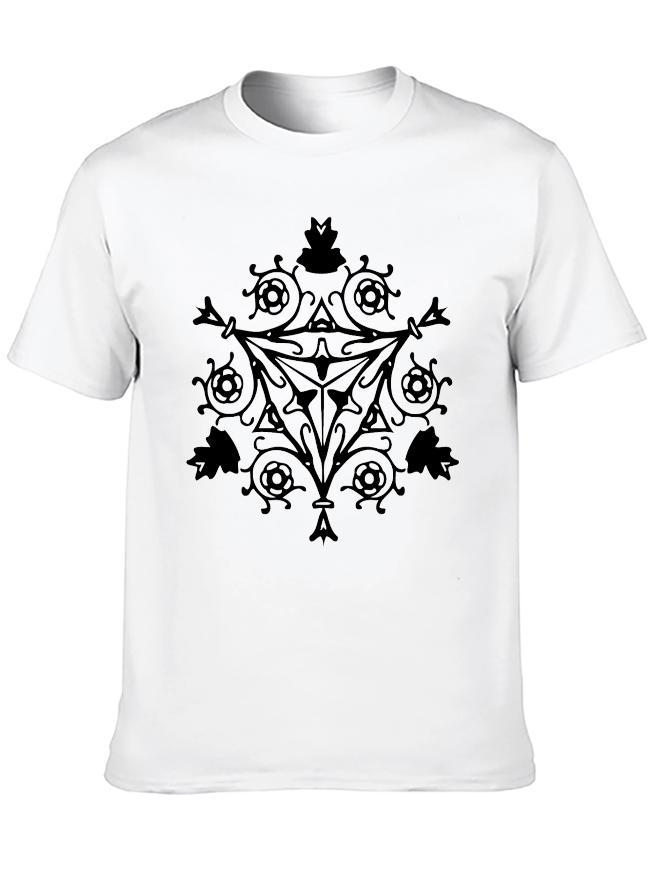 Black Geometric Print Crew Neck T-Shirt