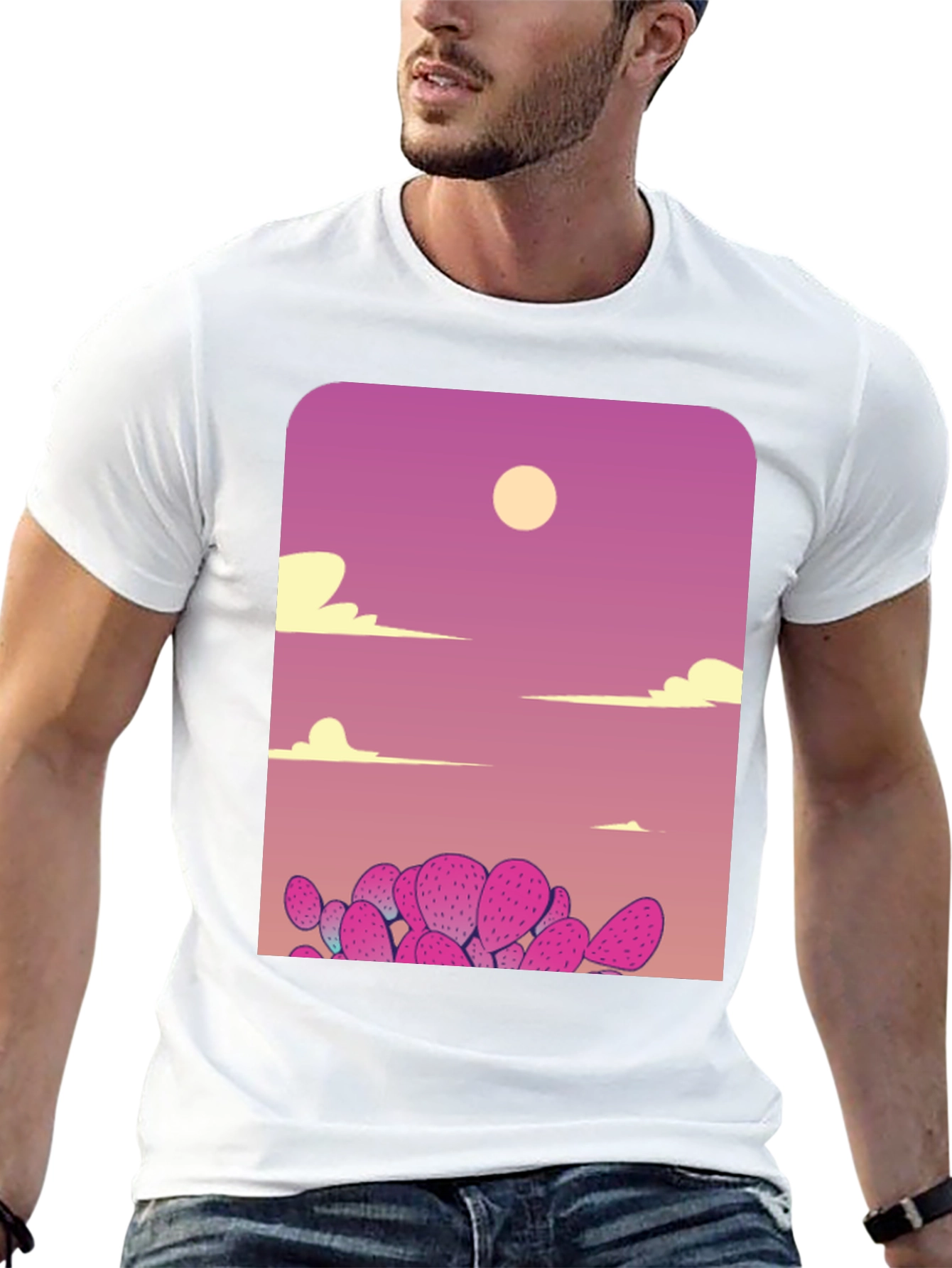 Cactus Sunset Graphic Tee - Unique Desert Scene Shirt