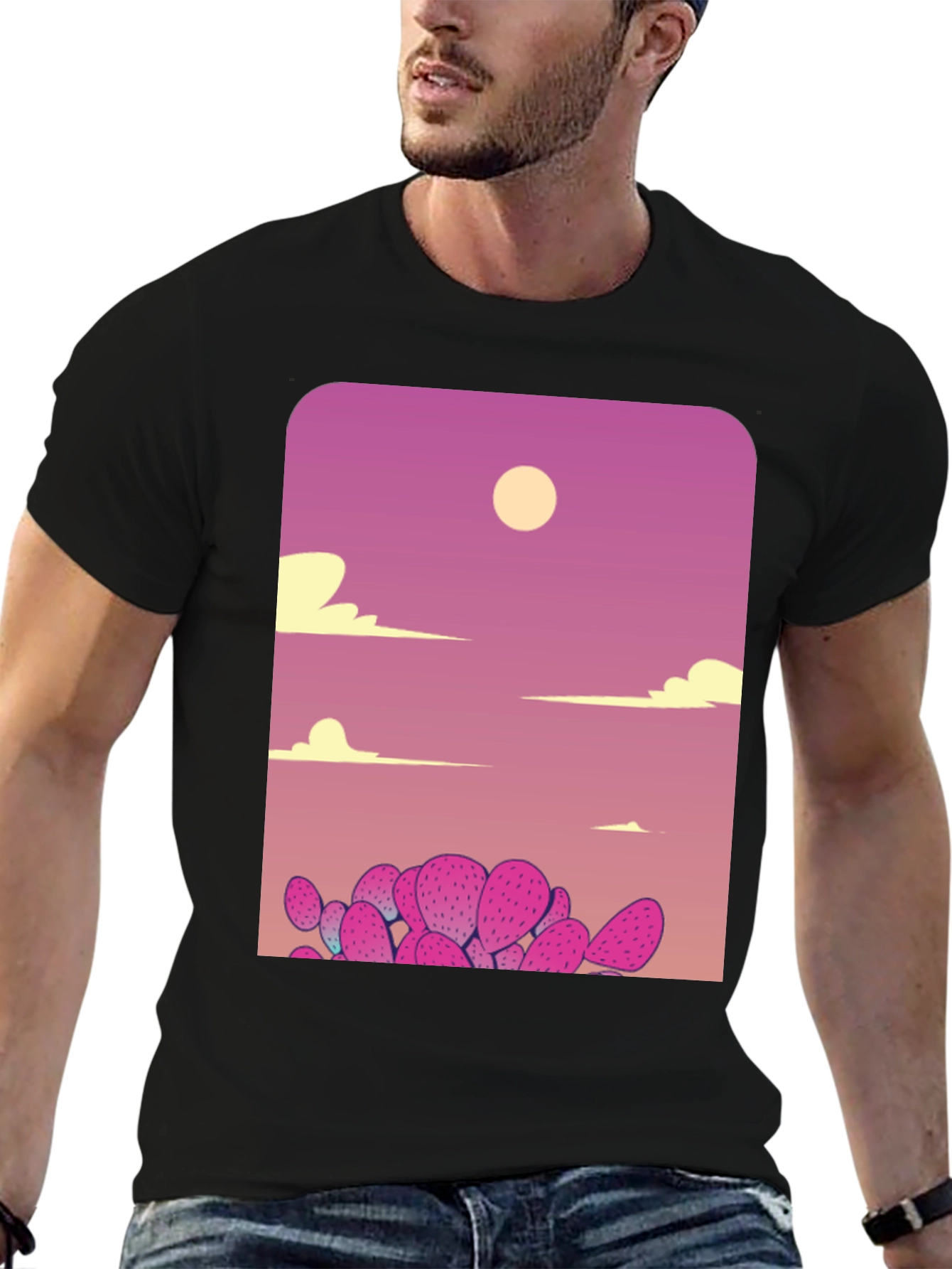 Cactus Sunset Graphic Tee - Unique Desert Scene Shirt