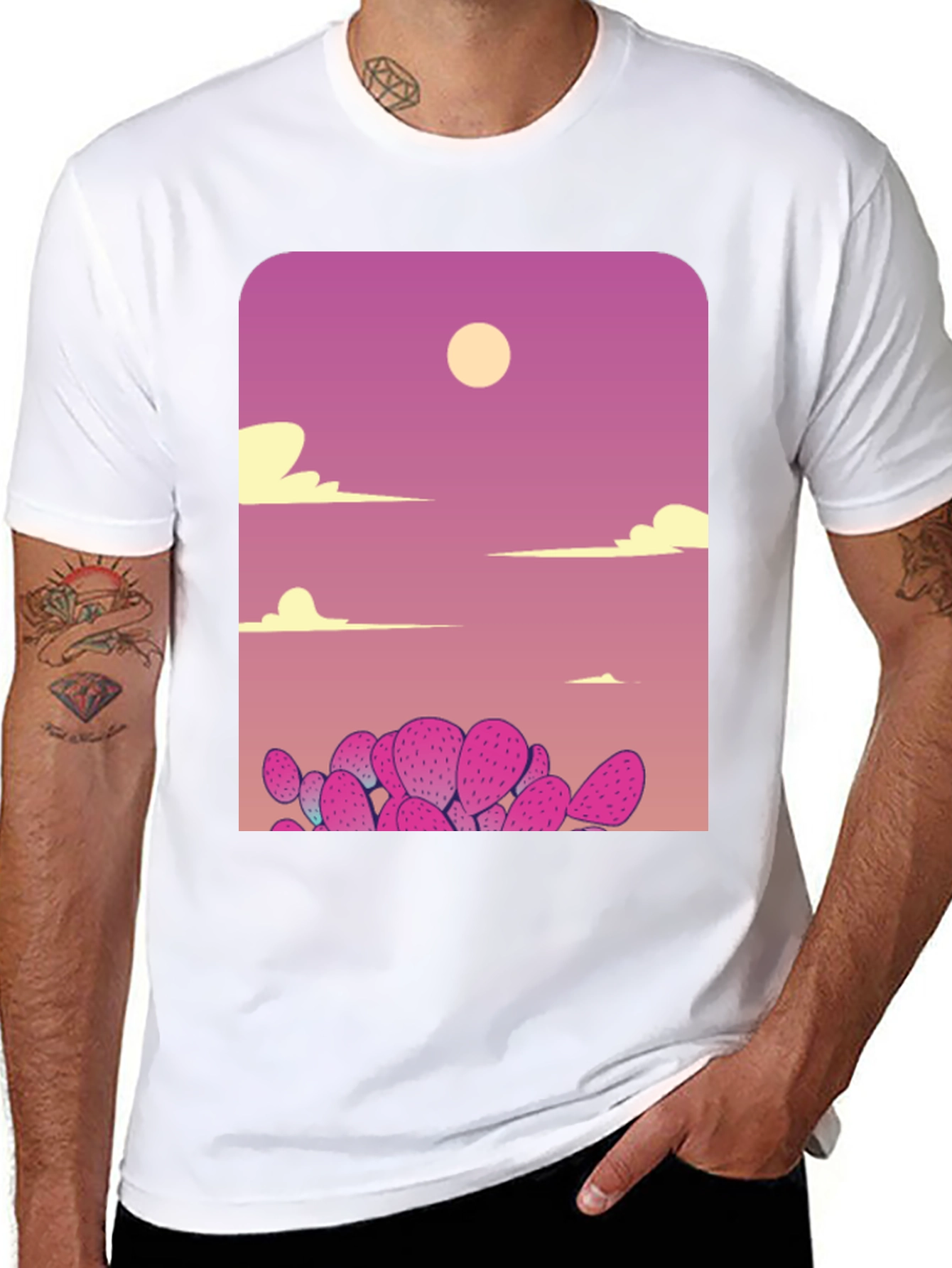 Cactus Sunset Graphic Tee - Unique Desert Scene Shirt