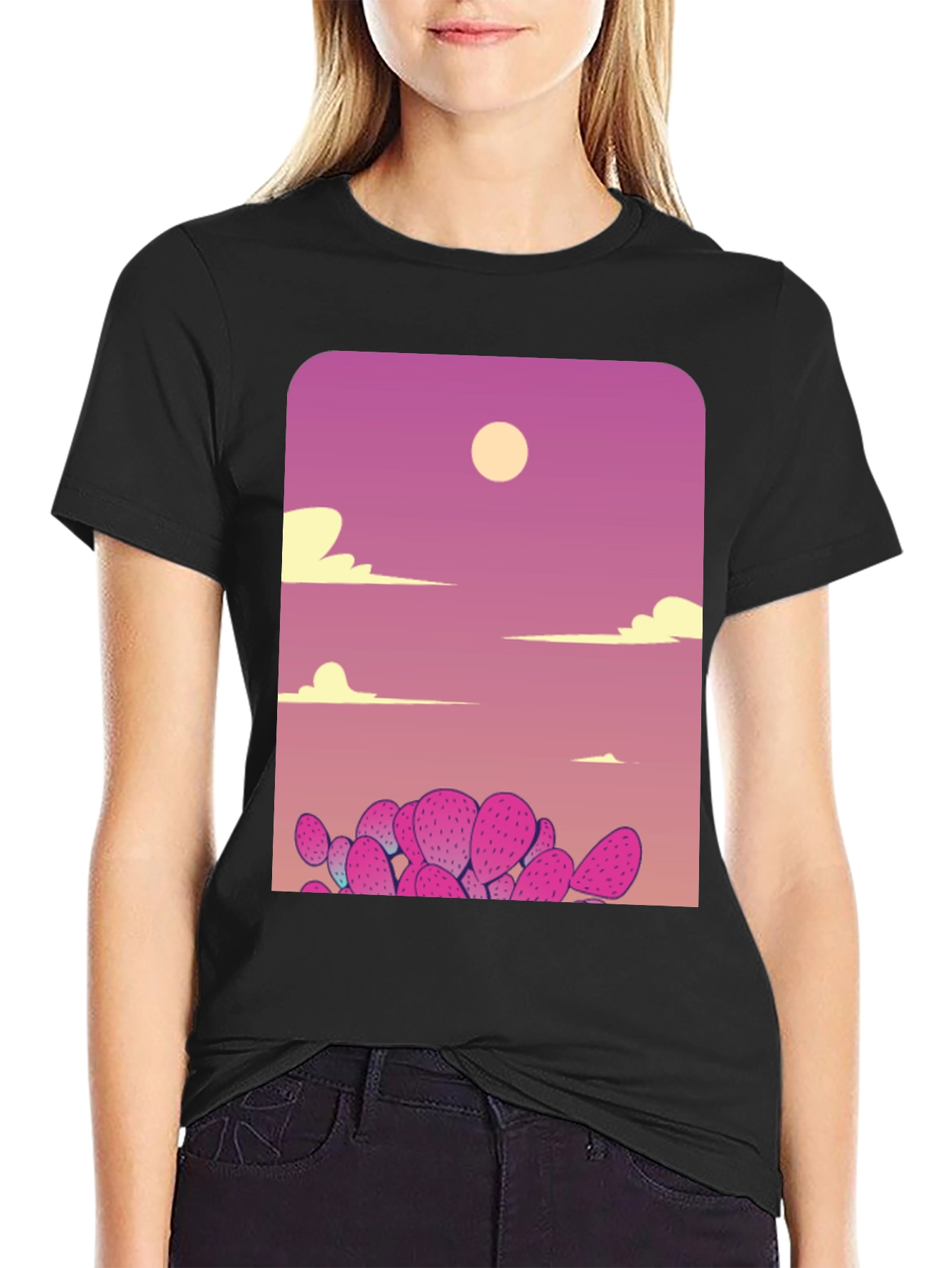Cactus Sunset Graphic Tee - Unique Desert Scene Shirt