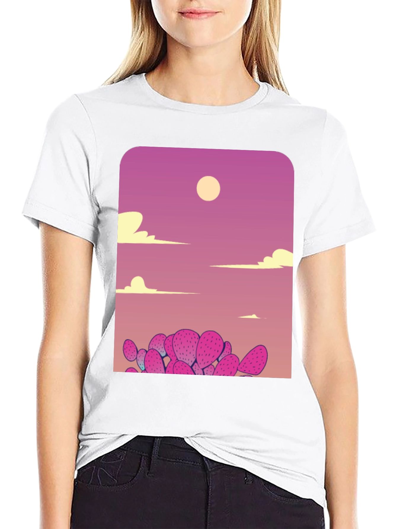 Cactus Sunset Graphic Tee - Unique Desert Scene Shirt