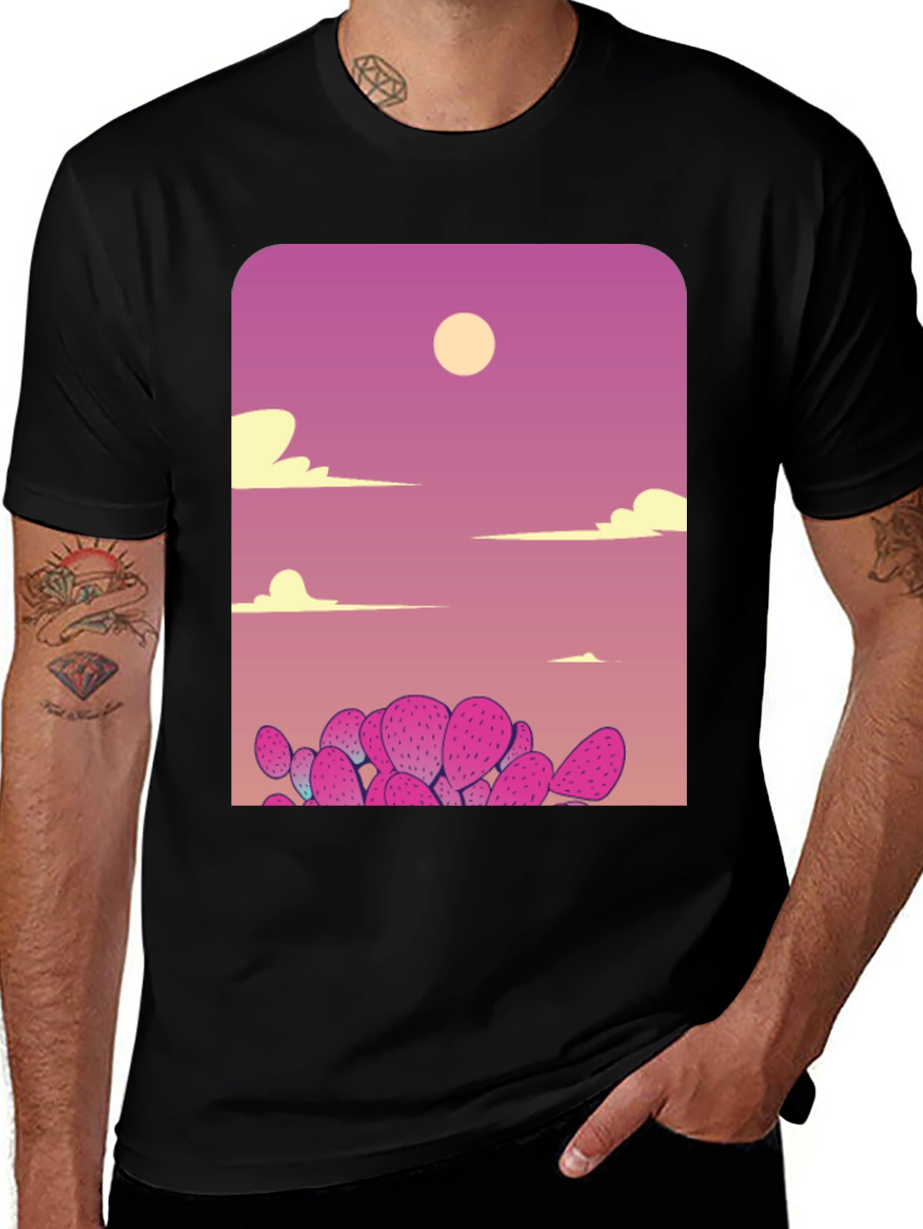 Cactus Sunset Graphic Tee - Unique Desert Scene Shirt