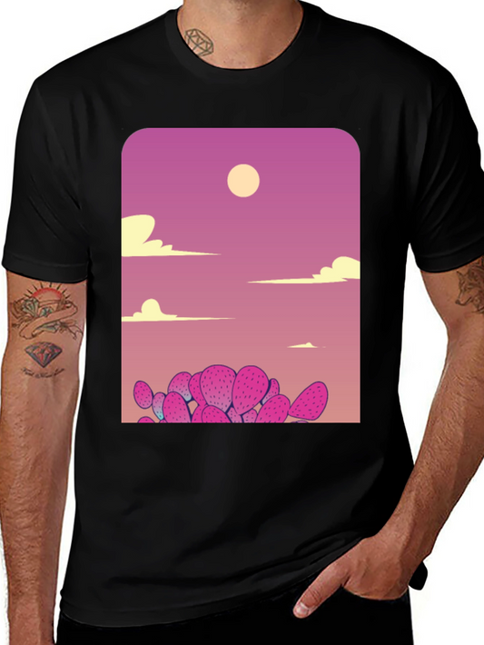 Cactus Sunset Graphic Tee - Unique Desert Scene Shirt