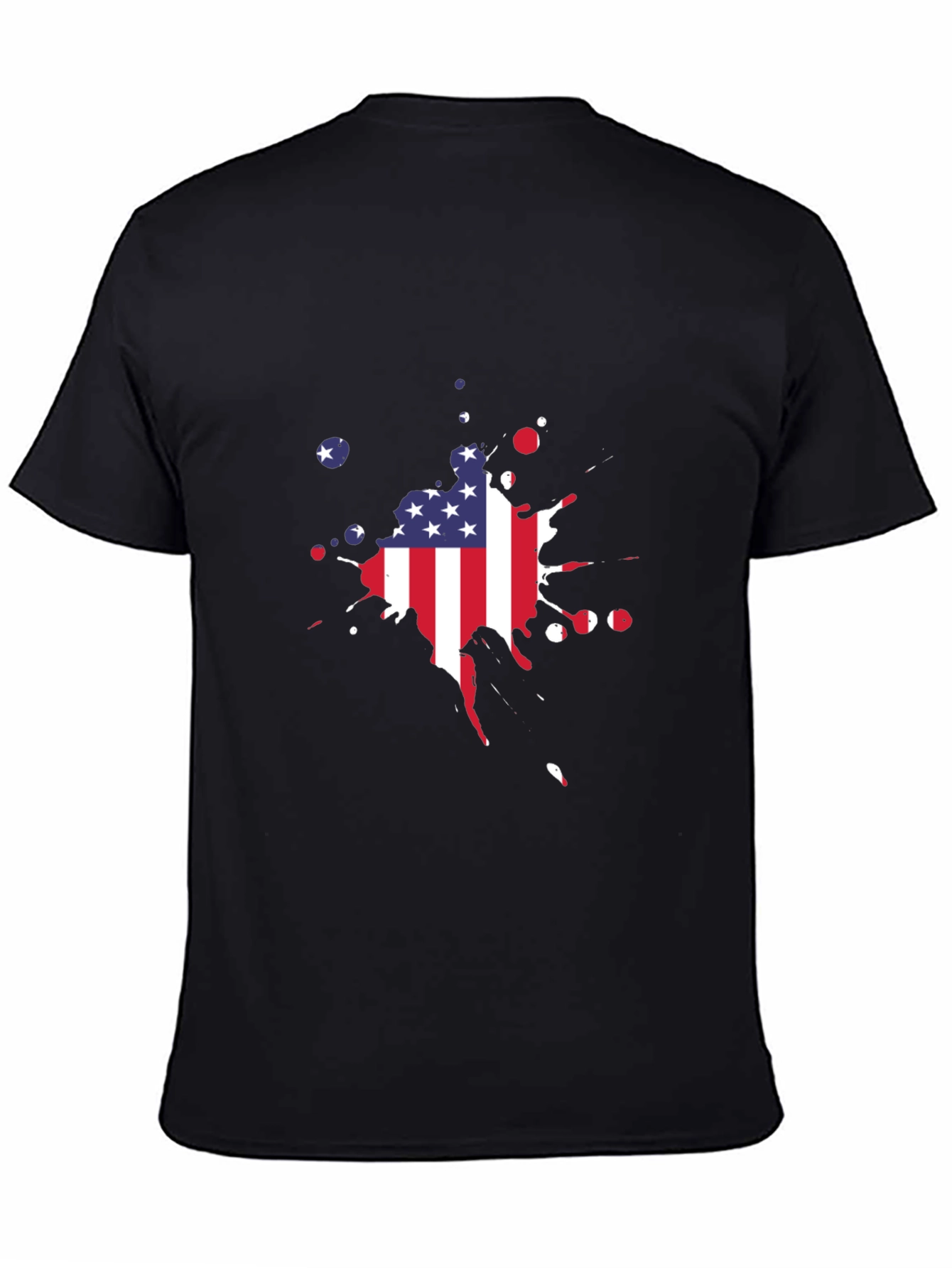 USA Flag Splatter Graphic Black T-Shirt