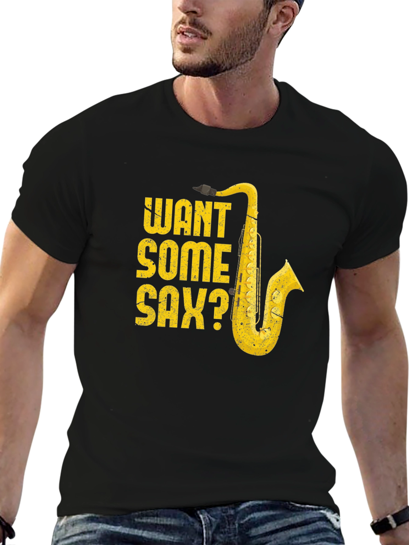Want Some Sax? Graphic Tee - Music Lover T-Shirt