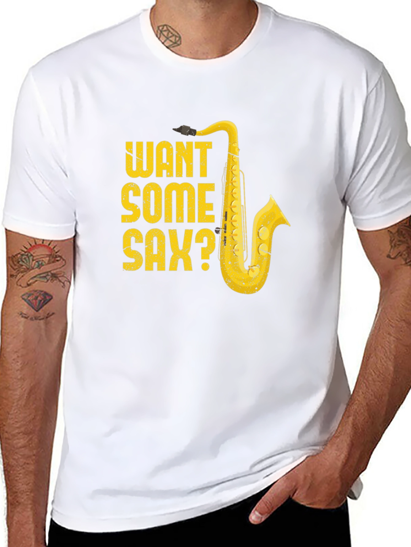 Want Some Sax? Graphic Tee - Music Lover T-Shirt