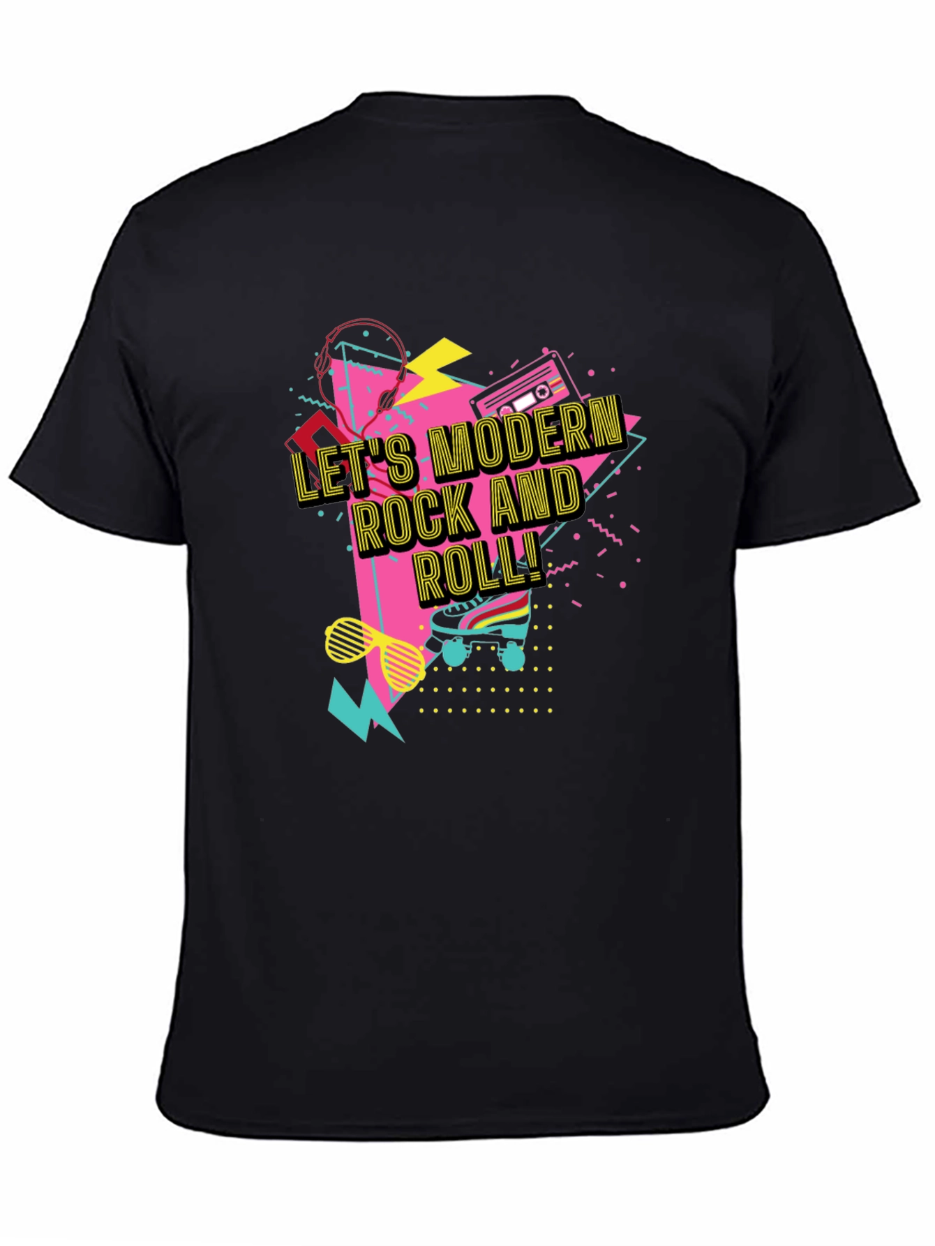 Retro Lets Modern Rock and Roll Black T-Shirt