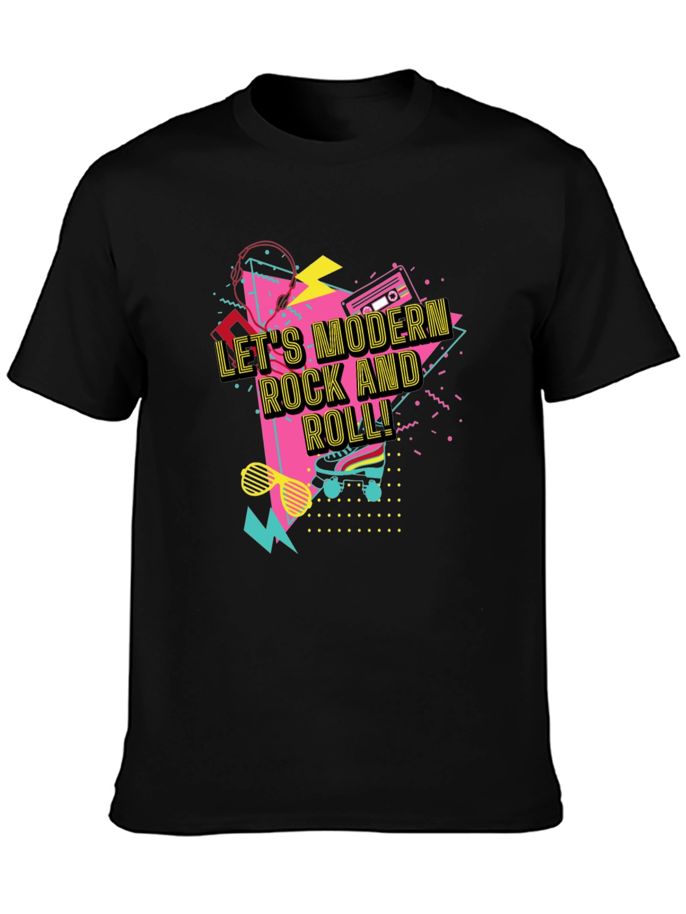 Retro Lets Modern Rock and Roll Black T-Shirt
