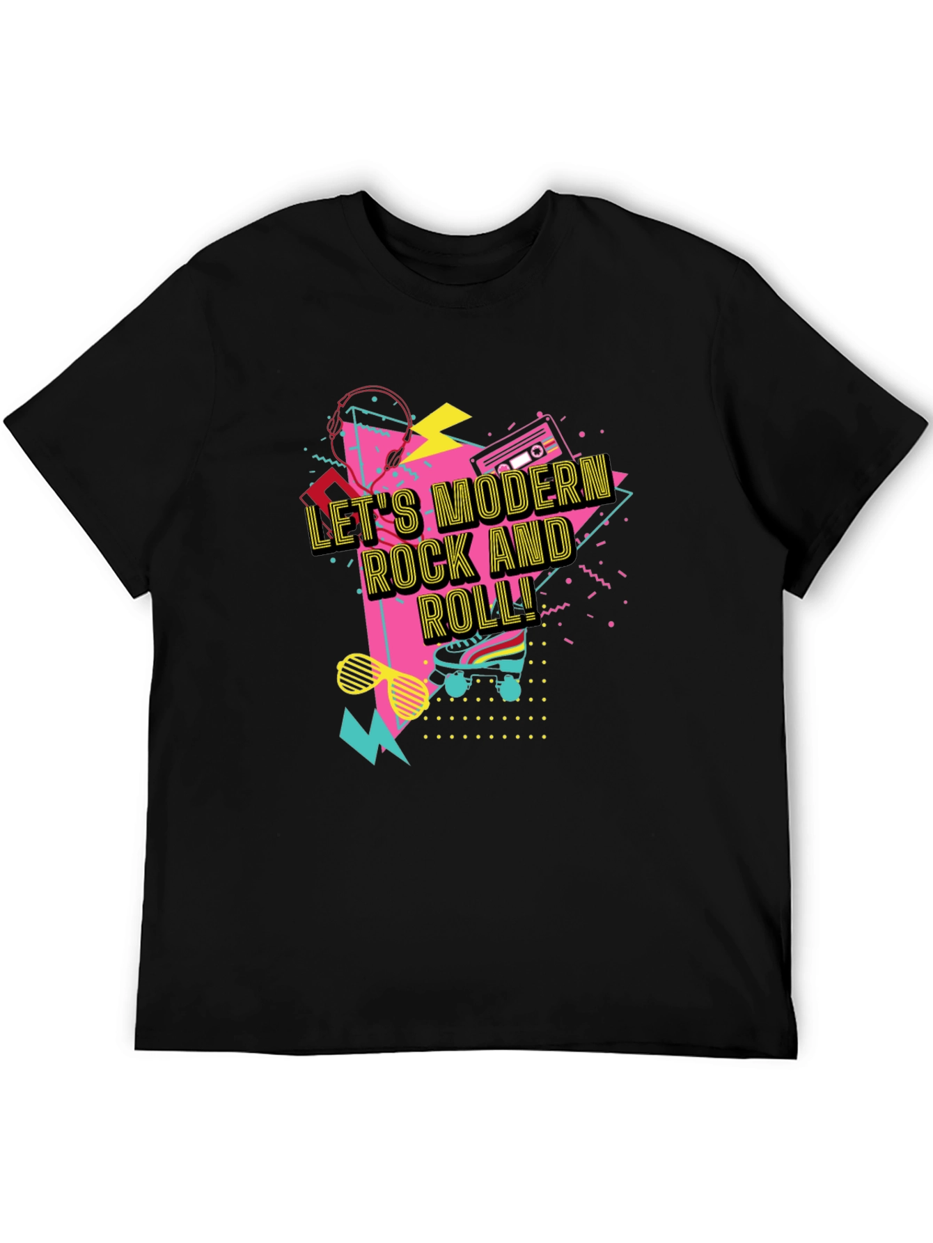 Retro Lets Modern Rock and Roll Black T-Shirt
