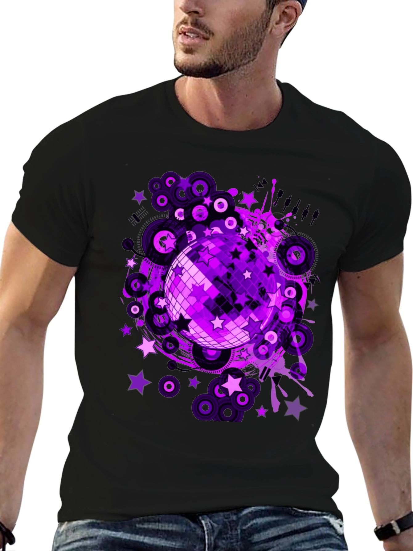 Purple Disco Ball Graphic T-Shirt