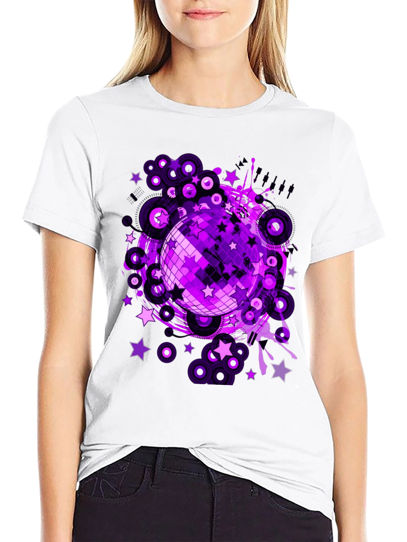 Purple Disco Ball Graphic T-Shirt