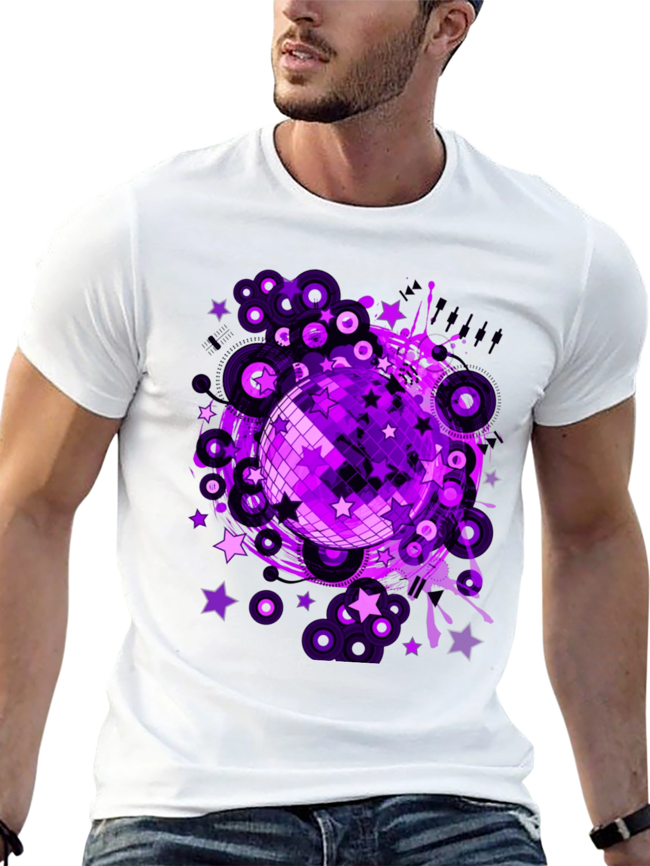 Purple Disco Ball Graphic T-Shirt