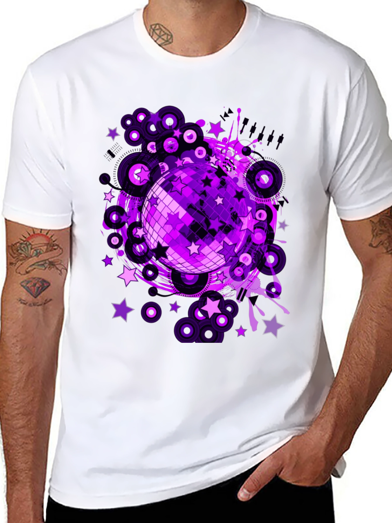 Purple Disco Ball Graphic T-Shirt