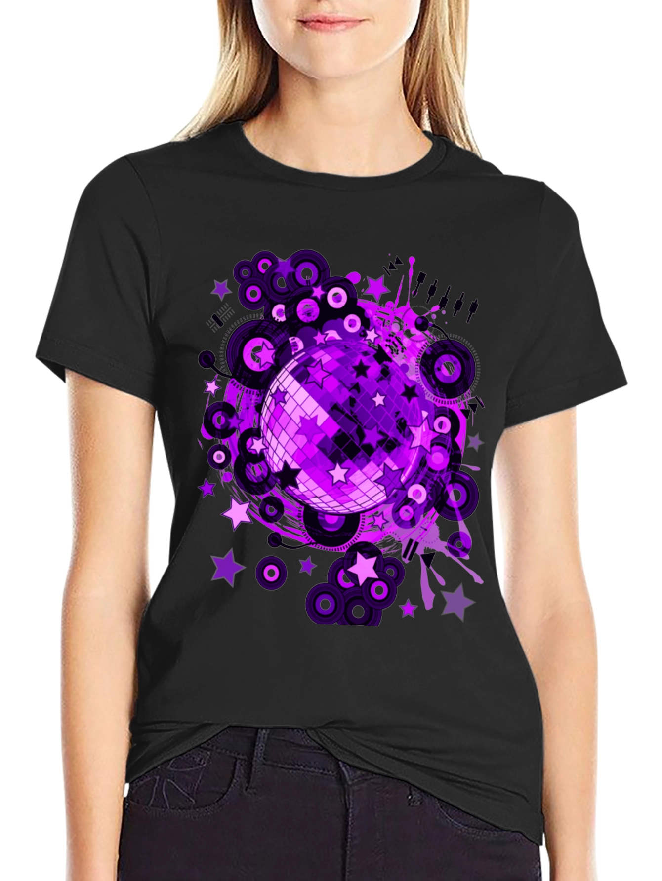 Purple Disco Ball Graphic T-Shirt