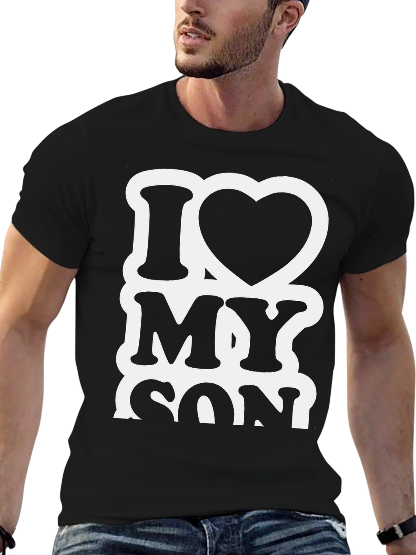 I Heart My Son Black Graphic T-Shirt