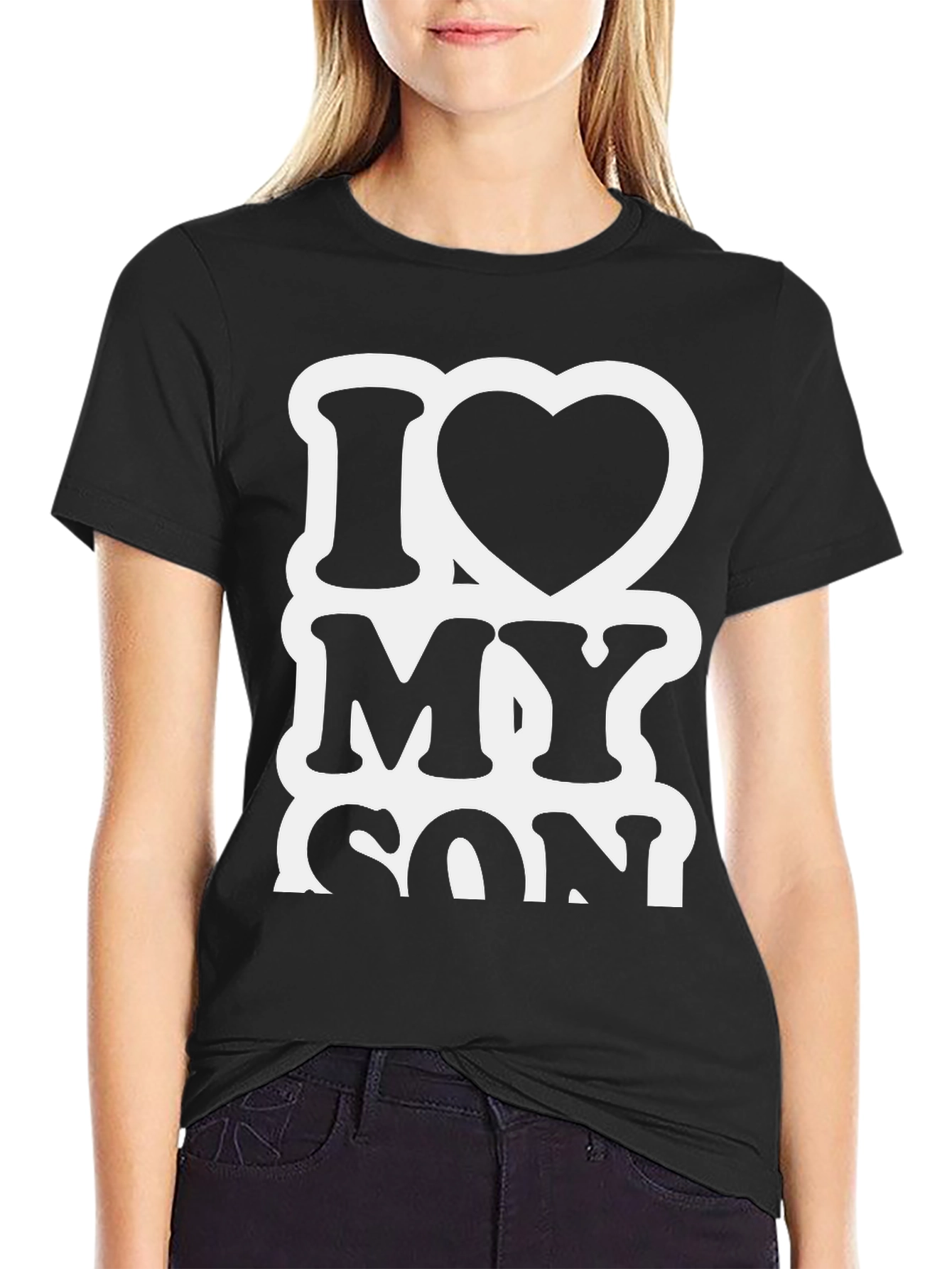 I Heart My Son Black Graphic T-Shirt