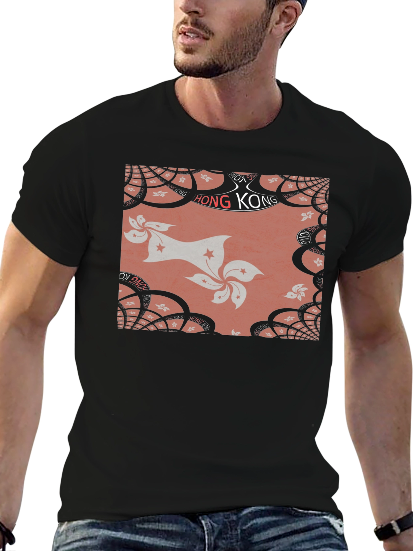 Hong Kong Flower T-Shirt - Stylish Black Tee