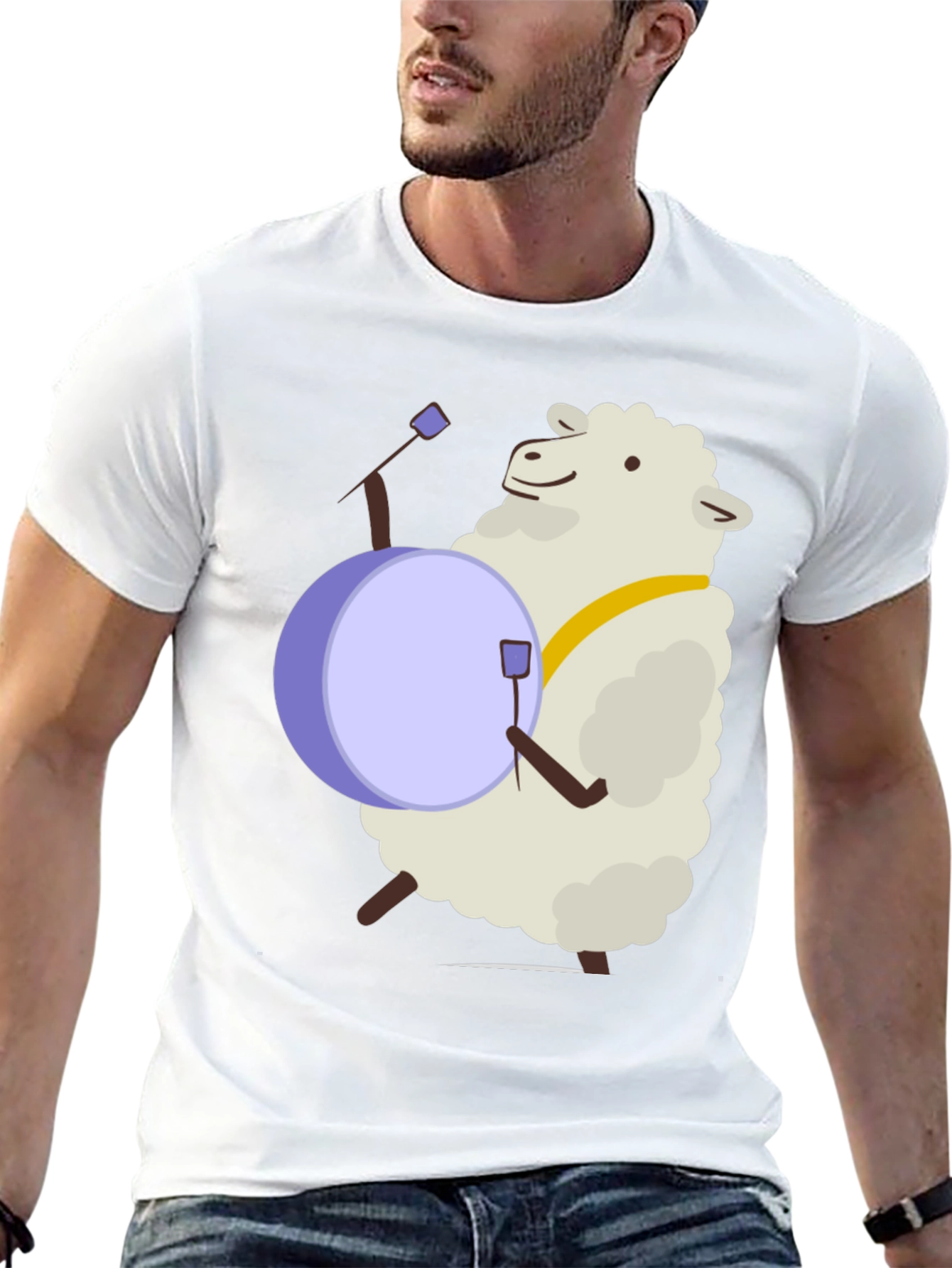 Sheep Drummer T-Shirt - Playful Graphic Tee