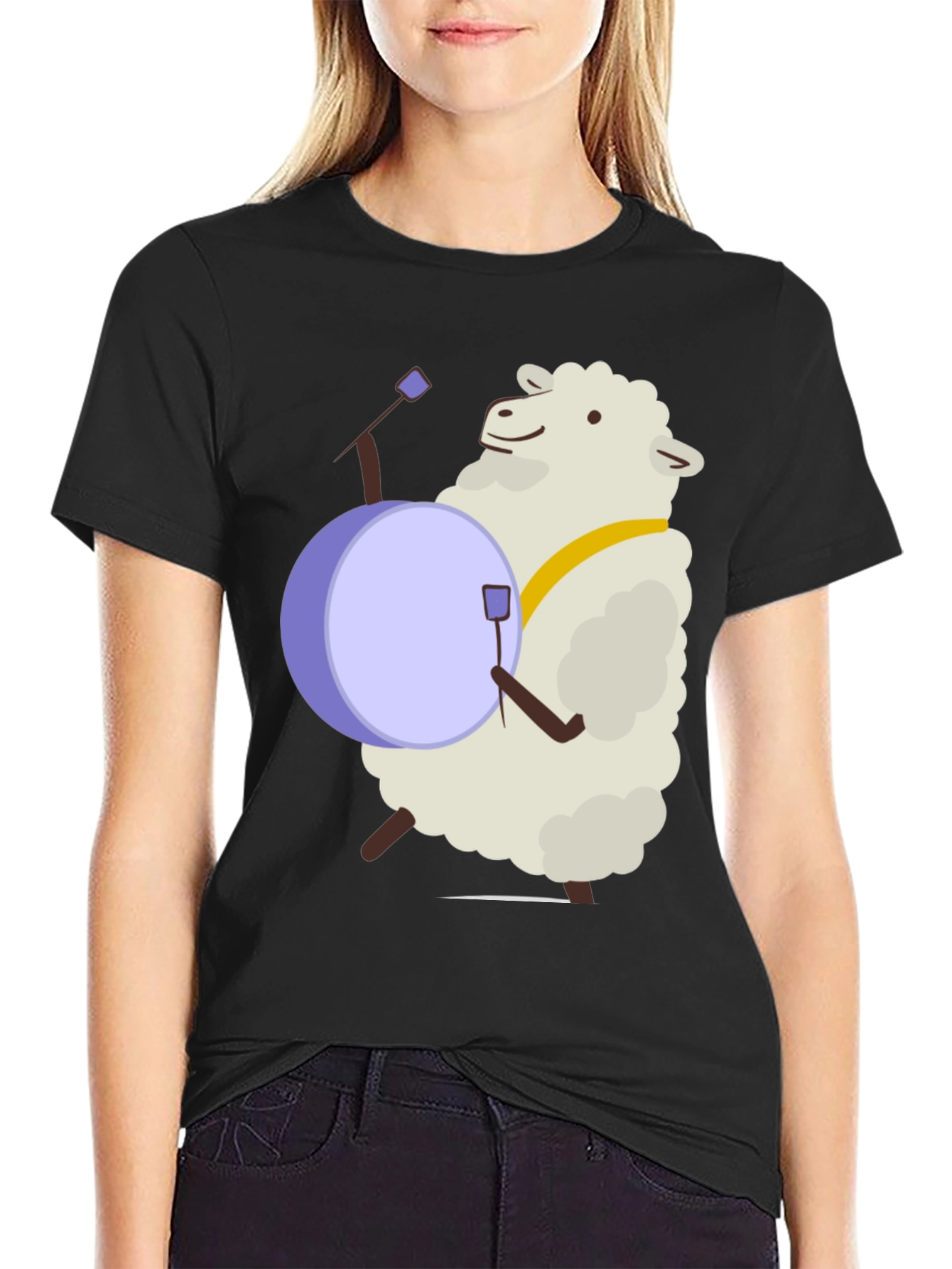 Sheep Drummer T-Shirt - Playful Graphic Tee