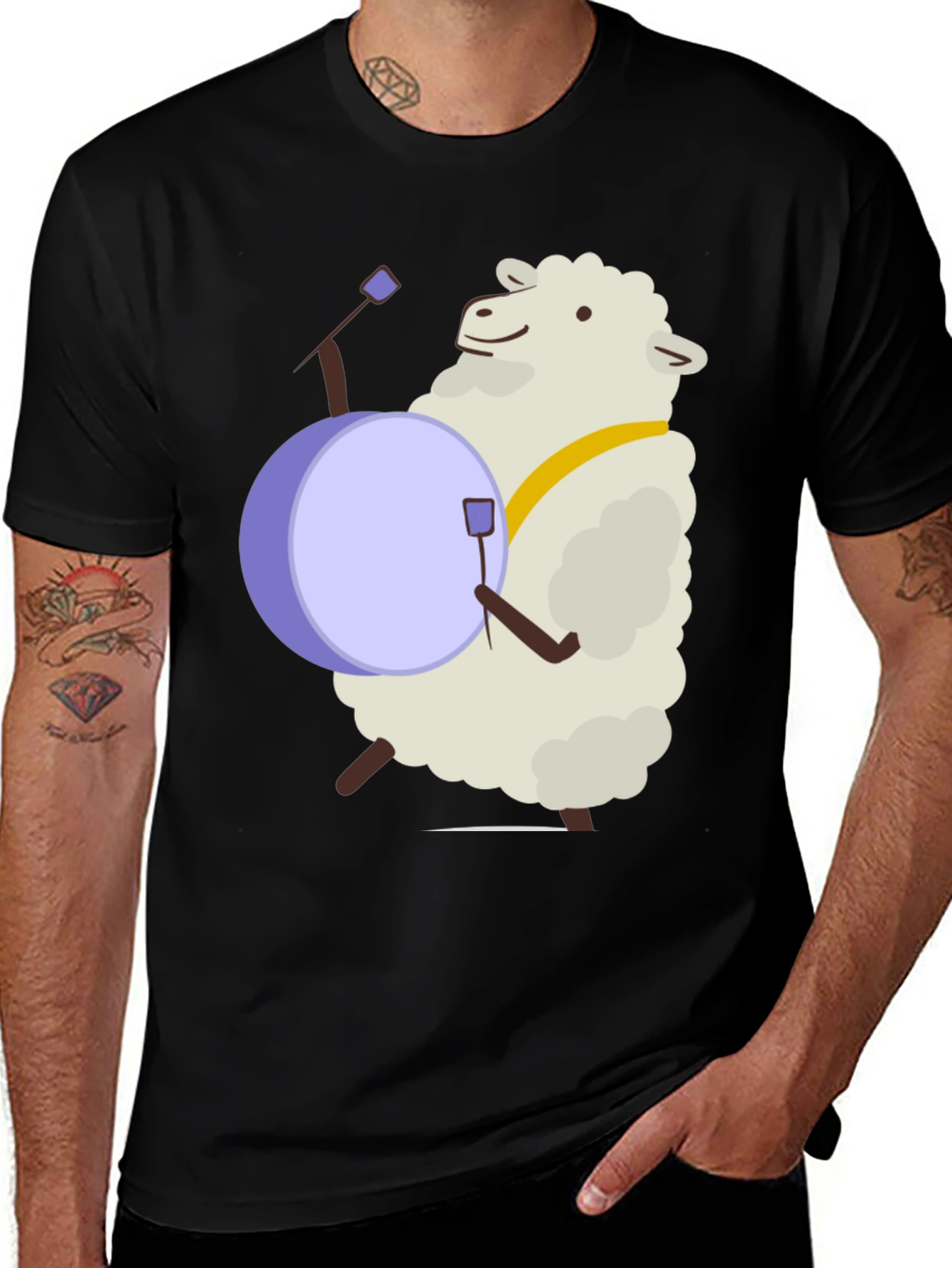Sheep Drummer T-Shirt - Playful Graphic Tee
