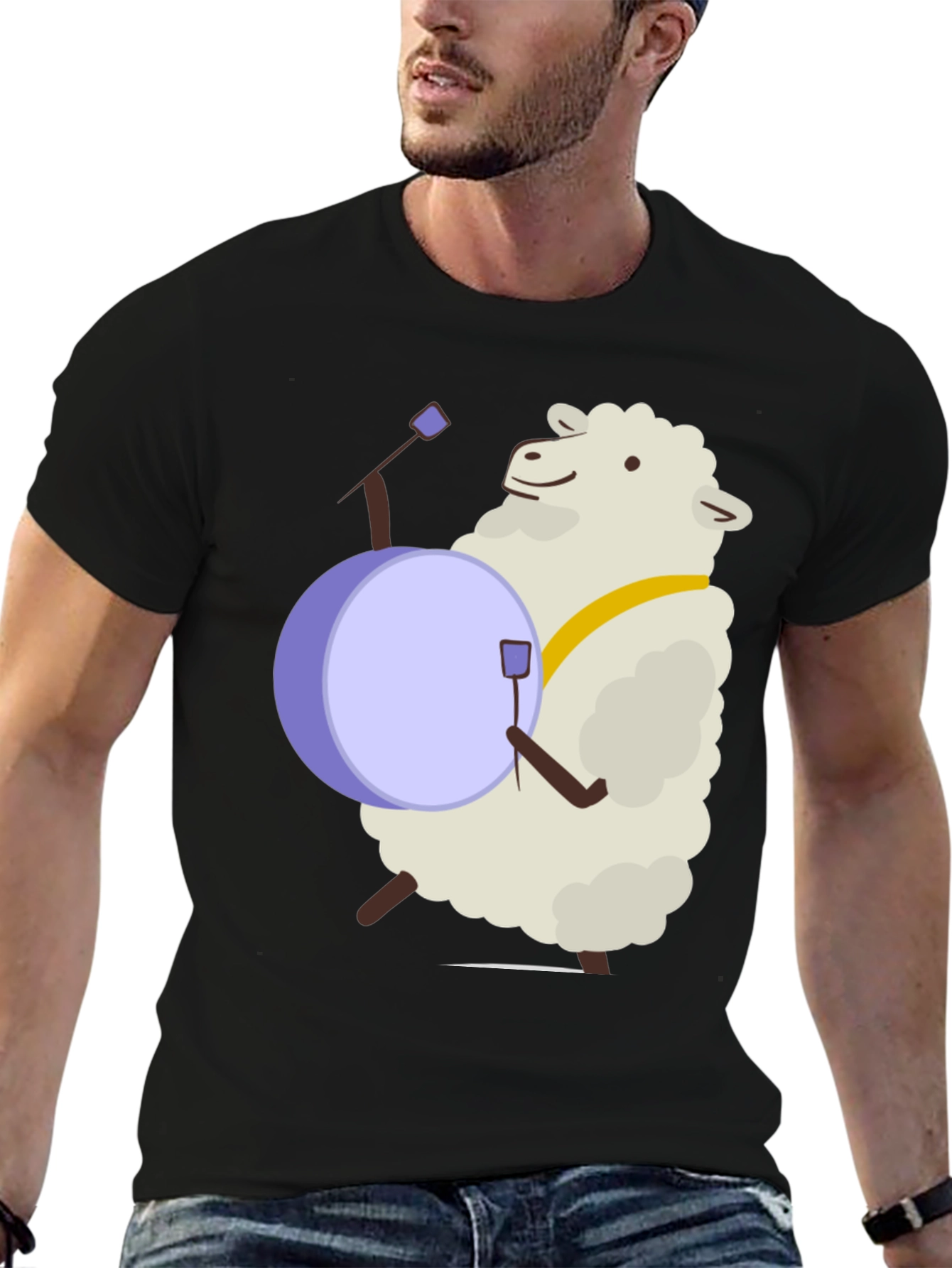 Sheep Drummer T-Shirt - Playful Graphic Tee