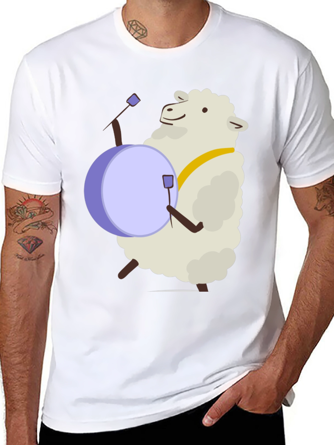 Sheep Drummer T-Shirt - Playful Graphic Tee