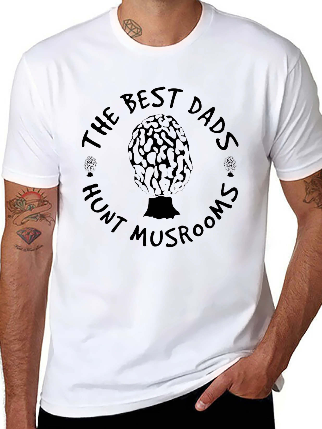 Best Dads Hunt Mushrooms Black T-Shirt