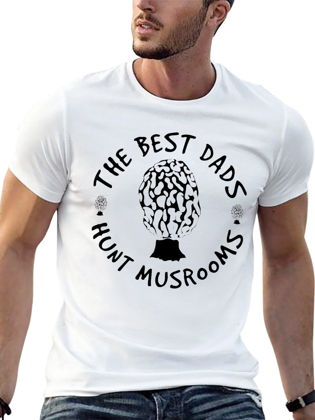 Best Dads Hunt Mushrooms Black T-Shirt