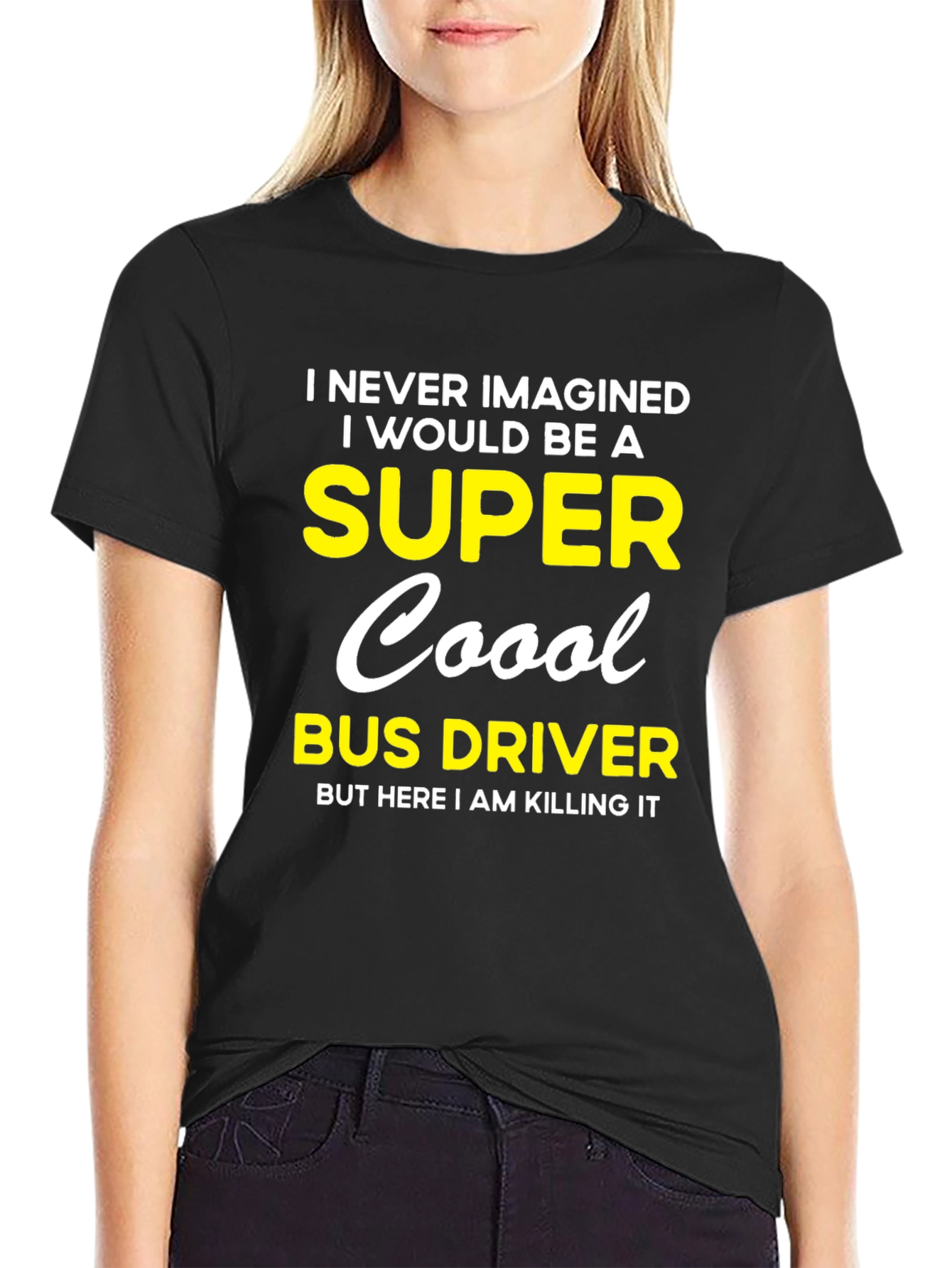 Super Cool Bus Driver Black Graphic T-Shirt