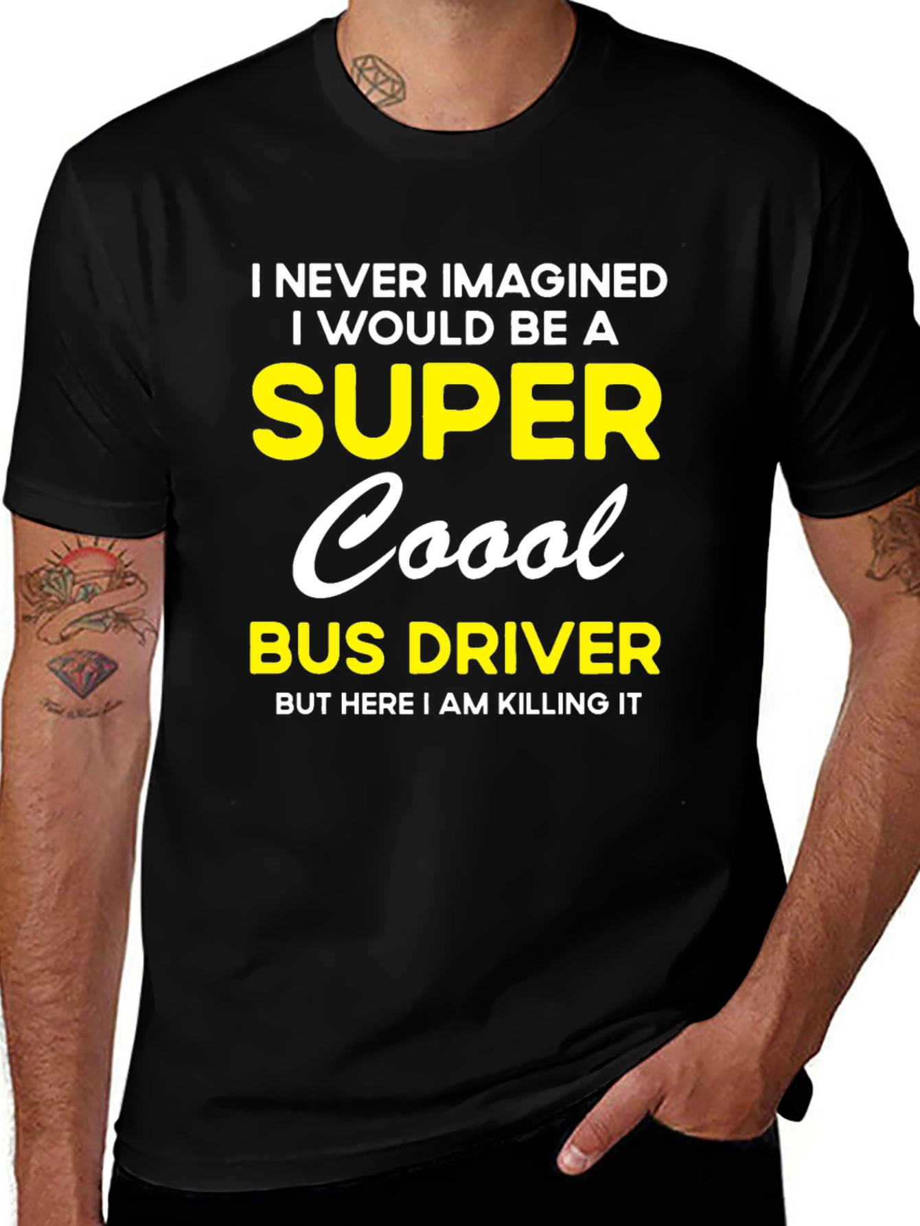 Super Cool Bus Driver Black Graphic T-Shirt