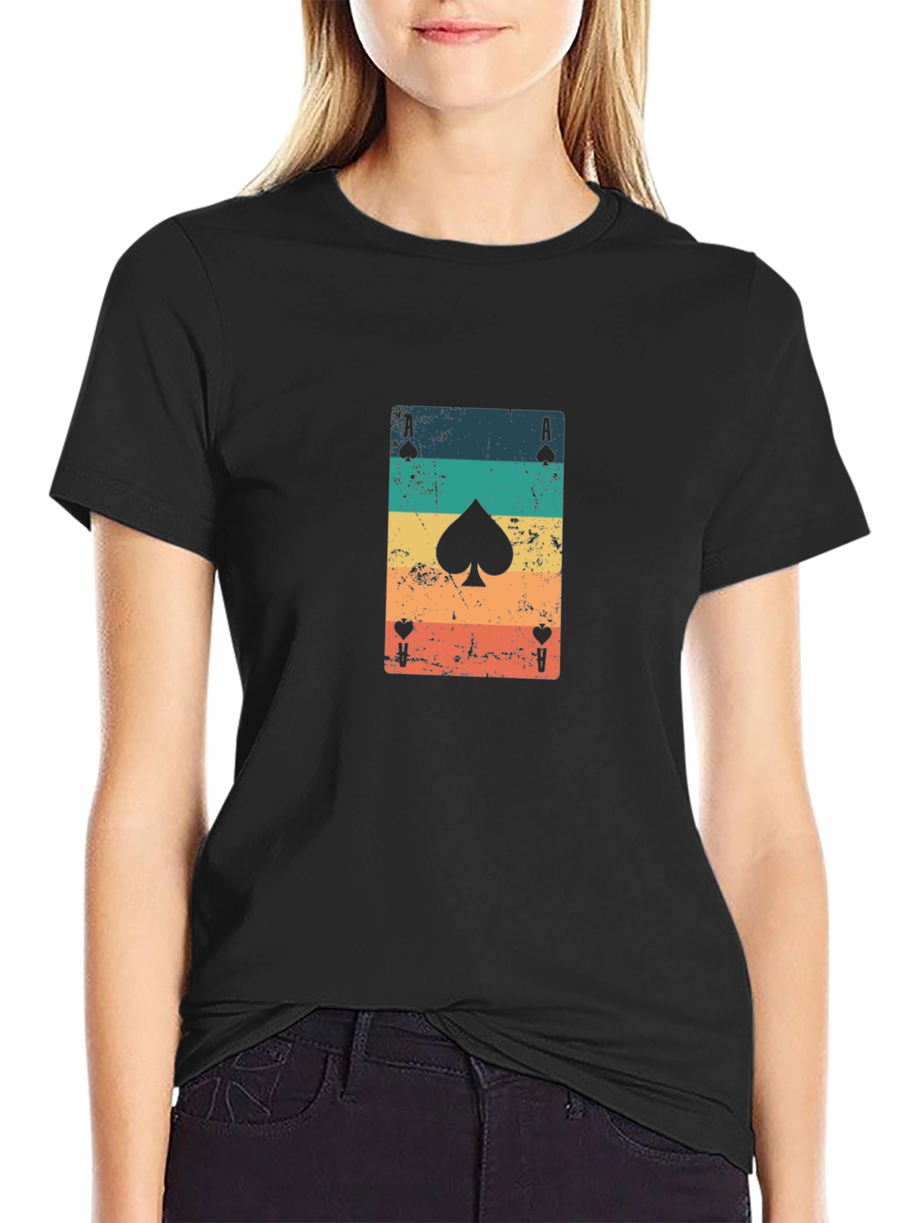 Ace of Spades Graphic Tee - Retro Card Design