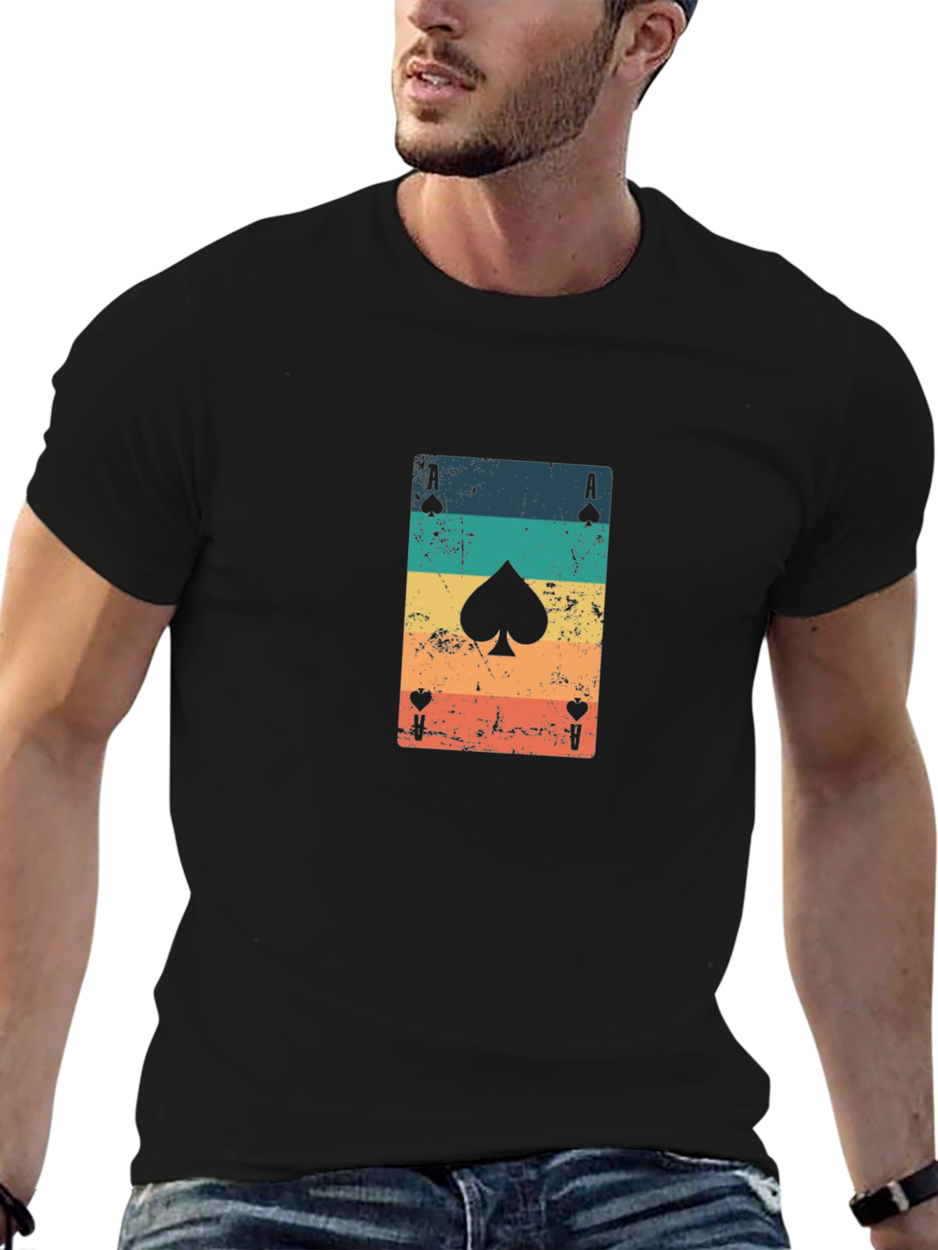Ace of Spades Graphic Tee - Retro Card Design