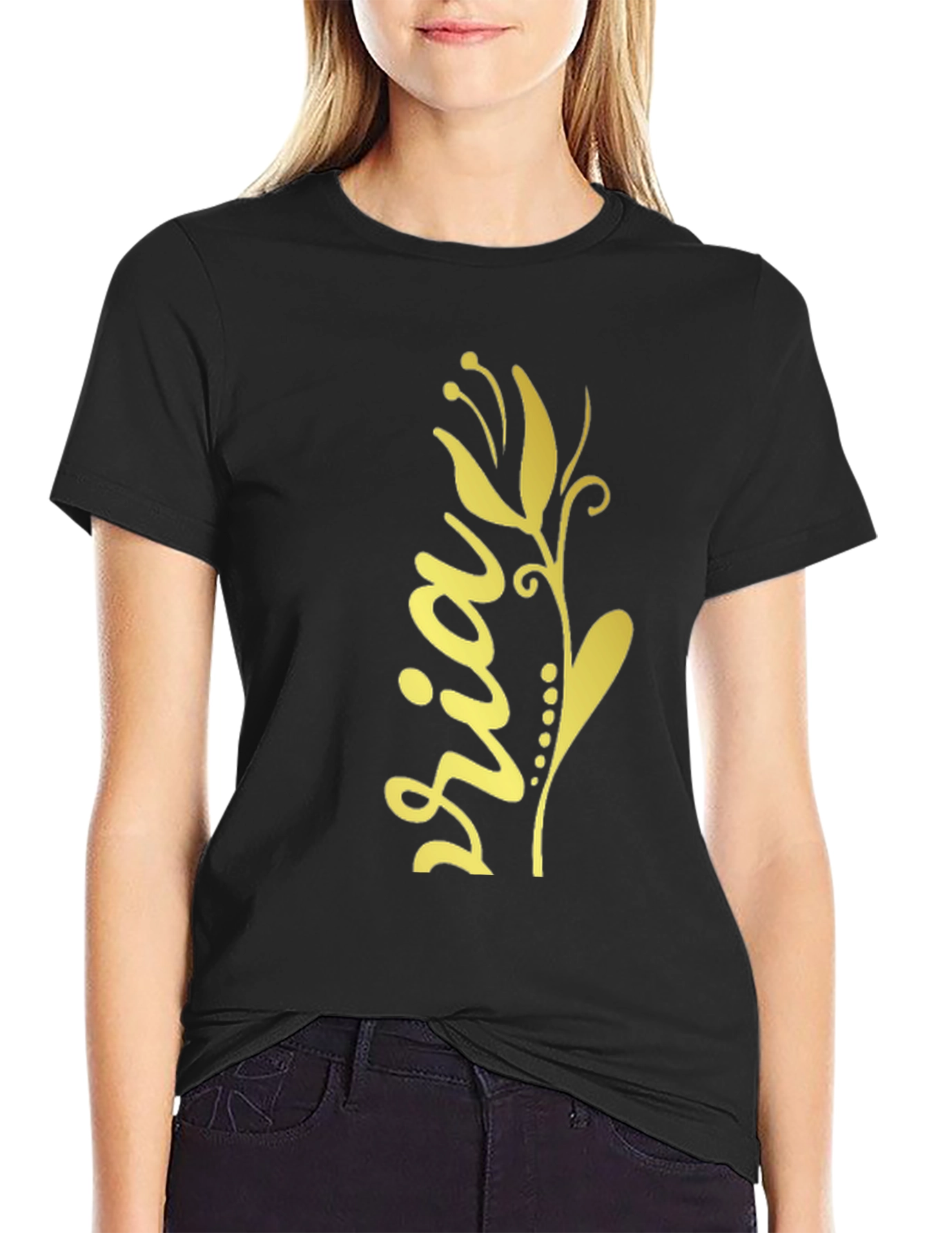 Floral Sria Graphic Tee - Stylish Cotton Blend
