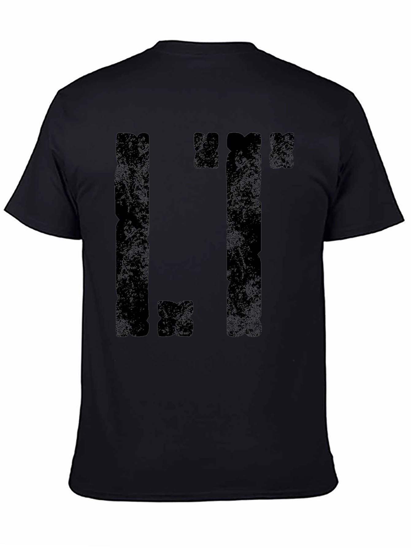 Distressed Tetris Style Black T-Shirt
