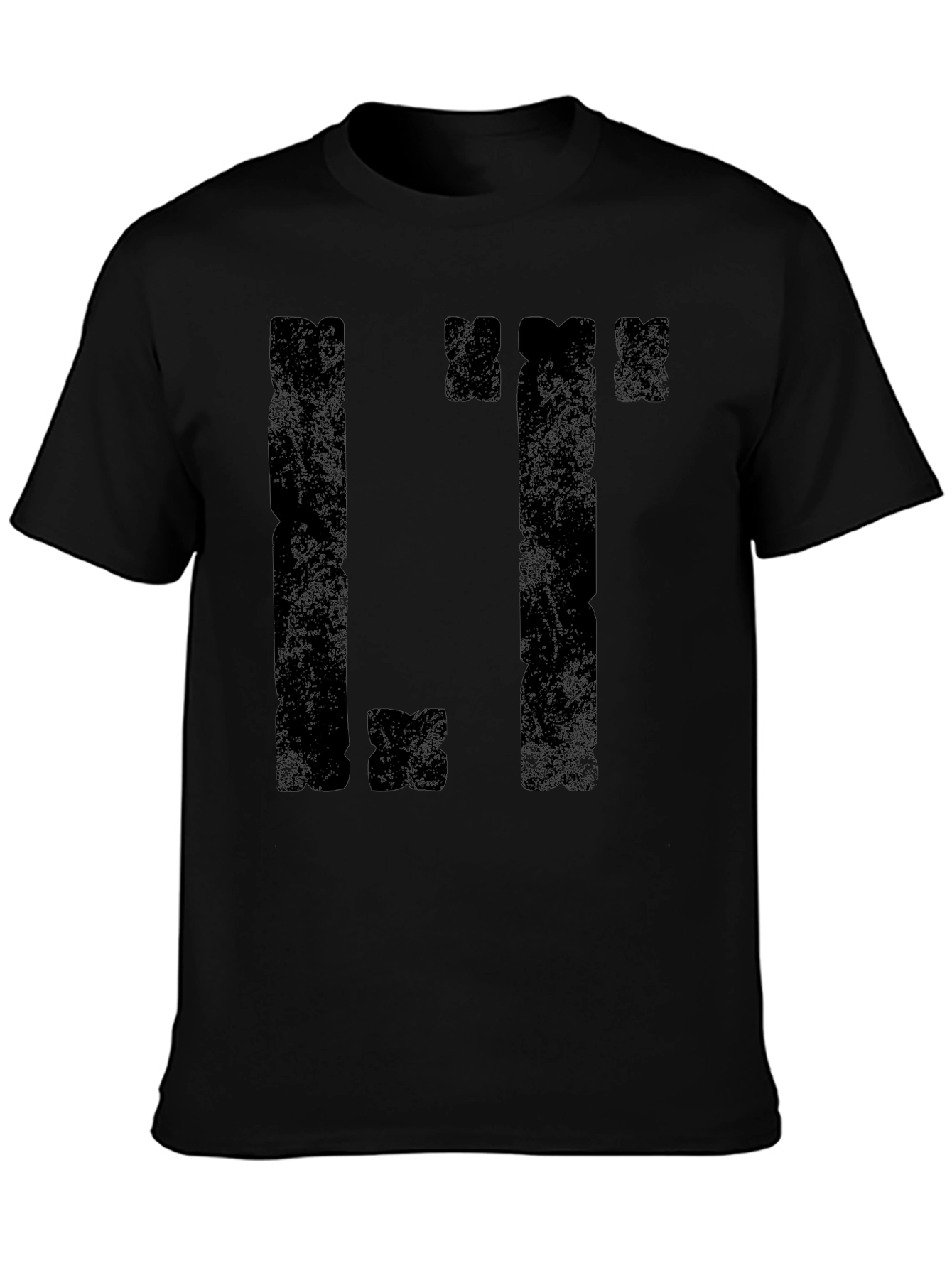 Distressed Tetris Style Black T-Shirt
