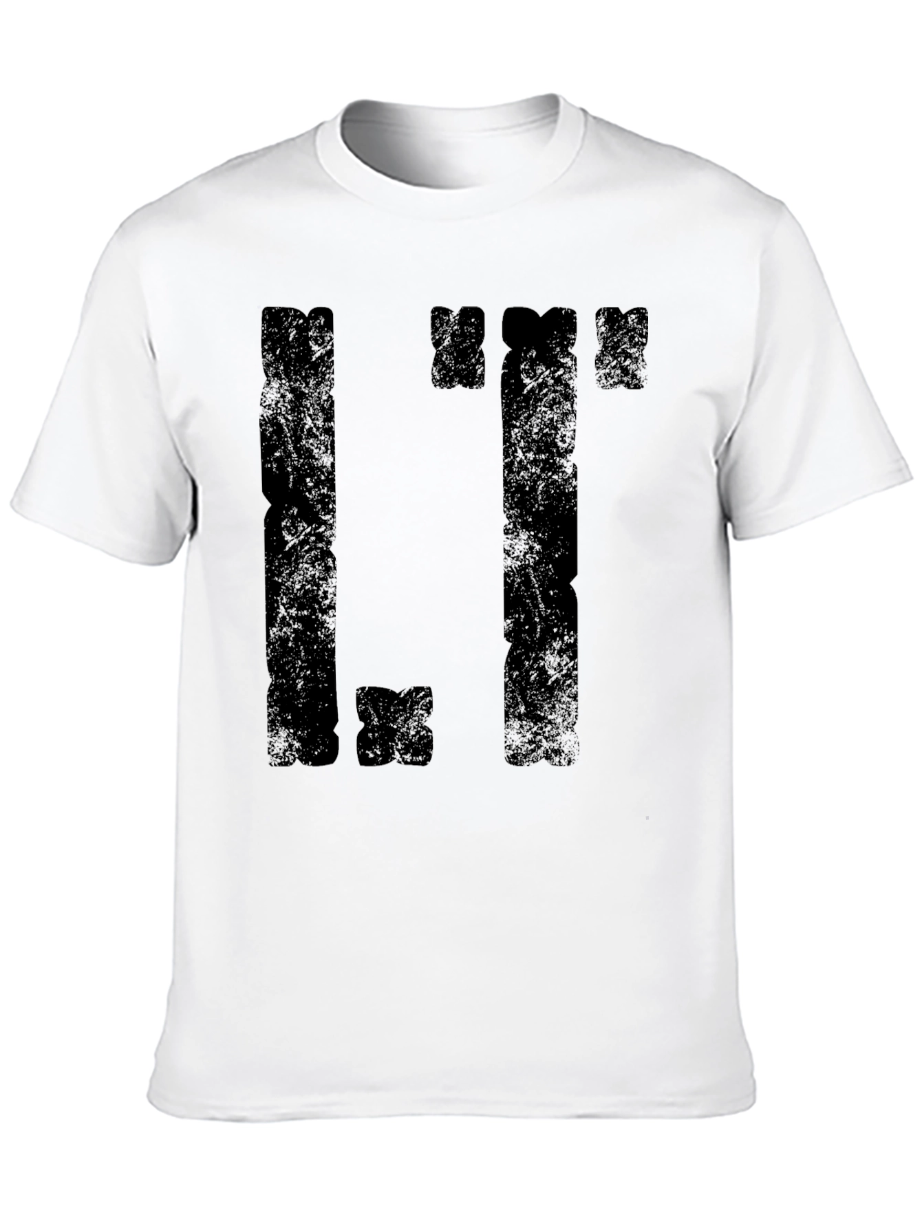 Distressed Tetris Style Black T-Shirt
