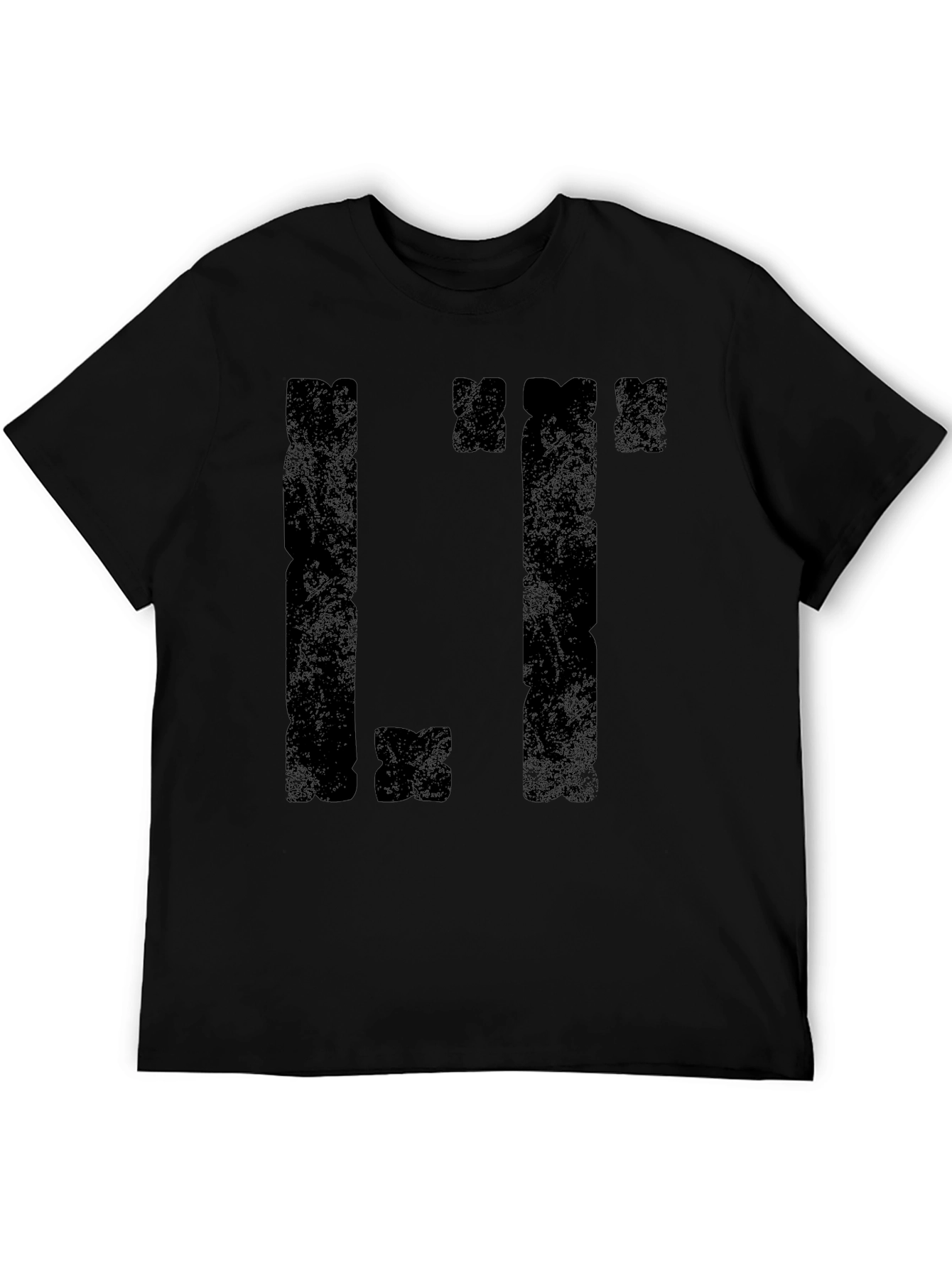 Distressed Tetris Style Black T-Shirt