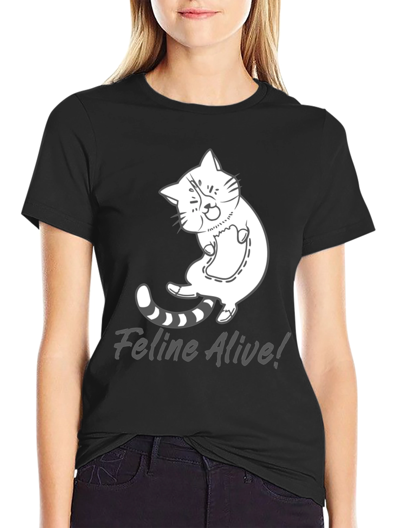 Feline Alive T-Shirt - Funny Cat Graphic Tee