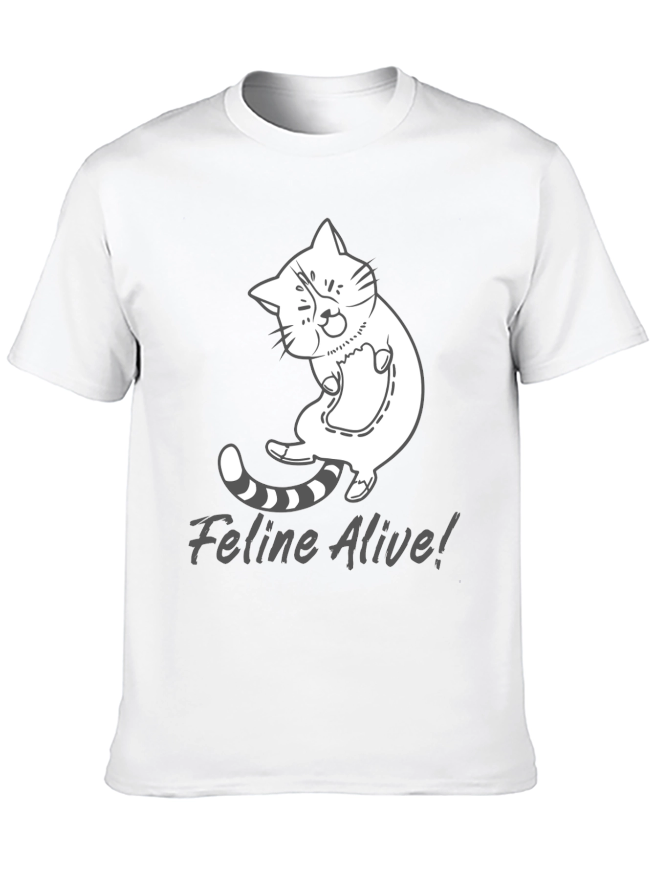 Feline Alive T-Shirt - Funny Cat Graphic Tee
