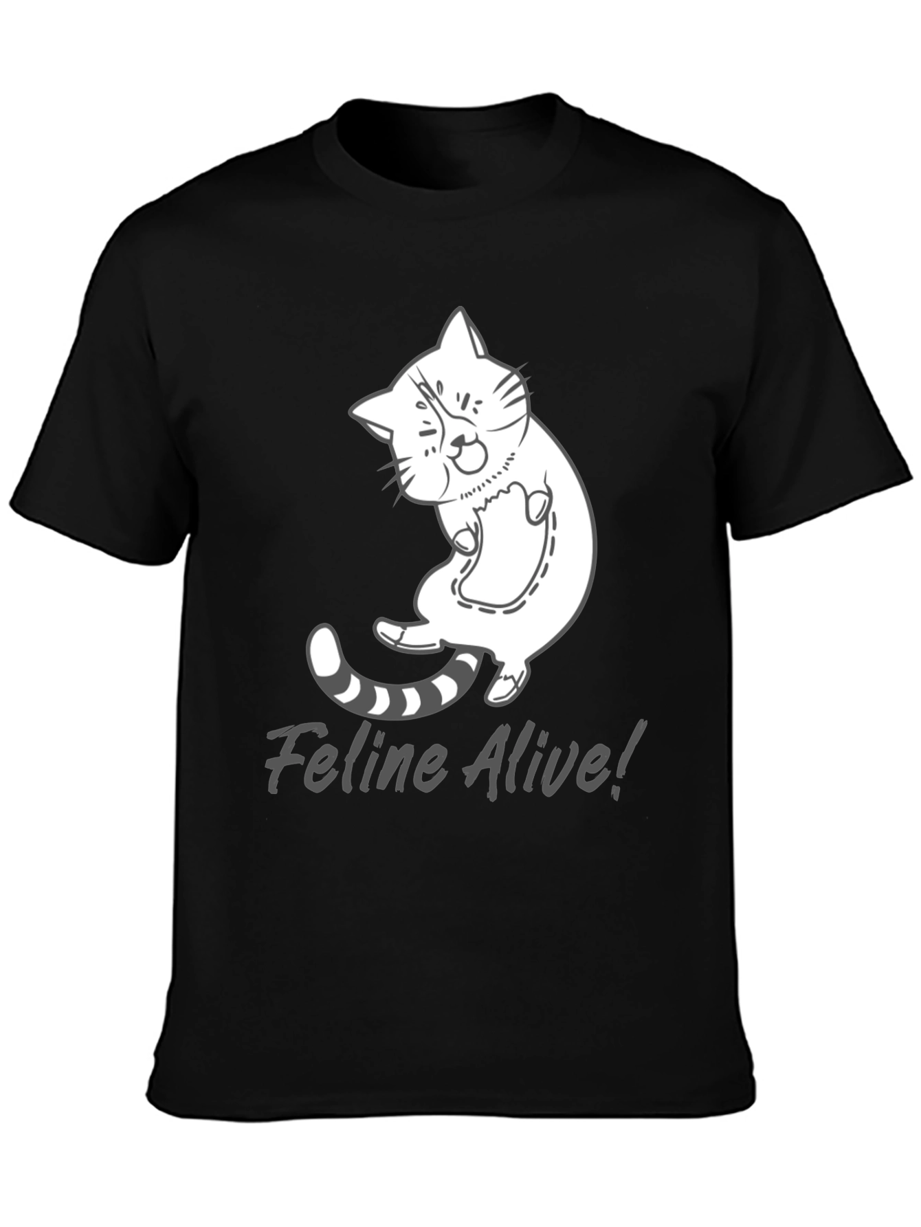 Feline Alive T-Shirt - Funny Cat Graphic Tee