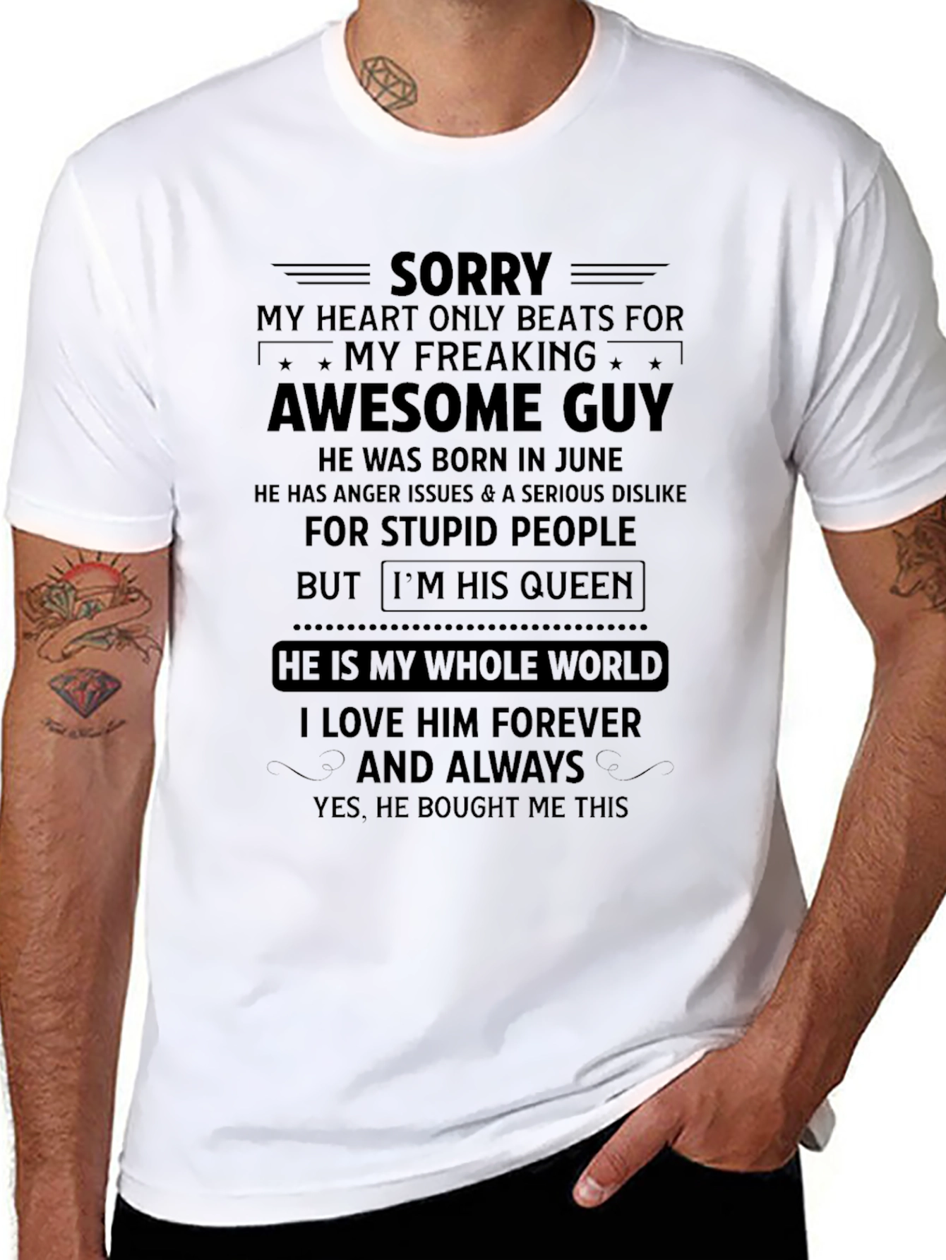 Sorry My Heart Beats Awesome Guy Black T-Shirt